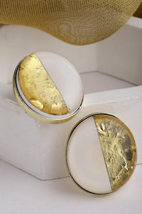 White and Gold Stud Earrings