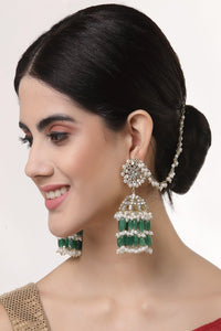 Mint Green Jhumka with hair chain