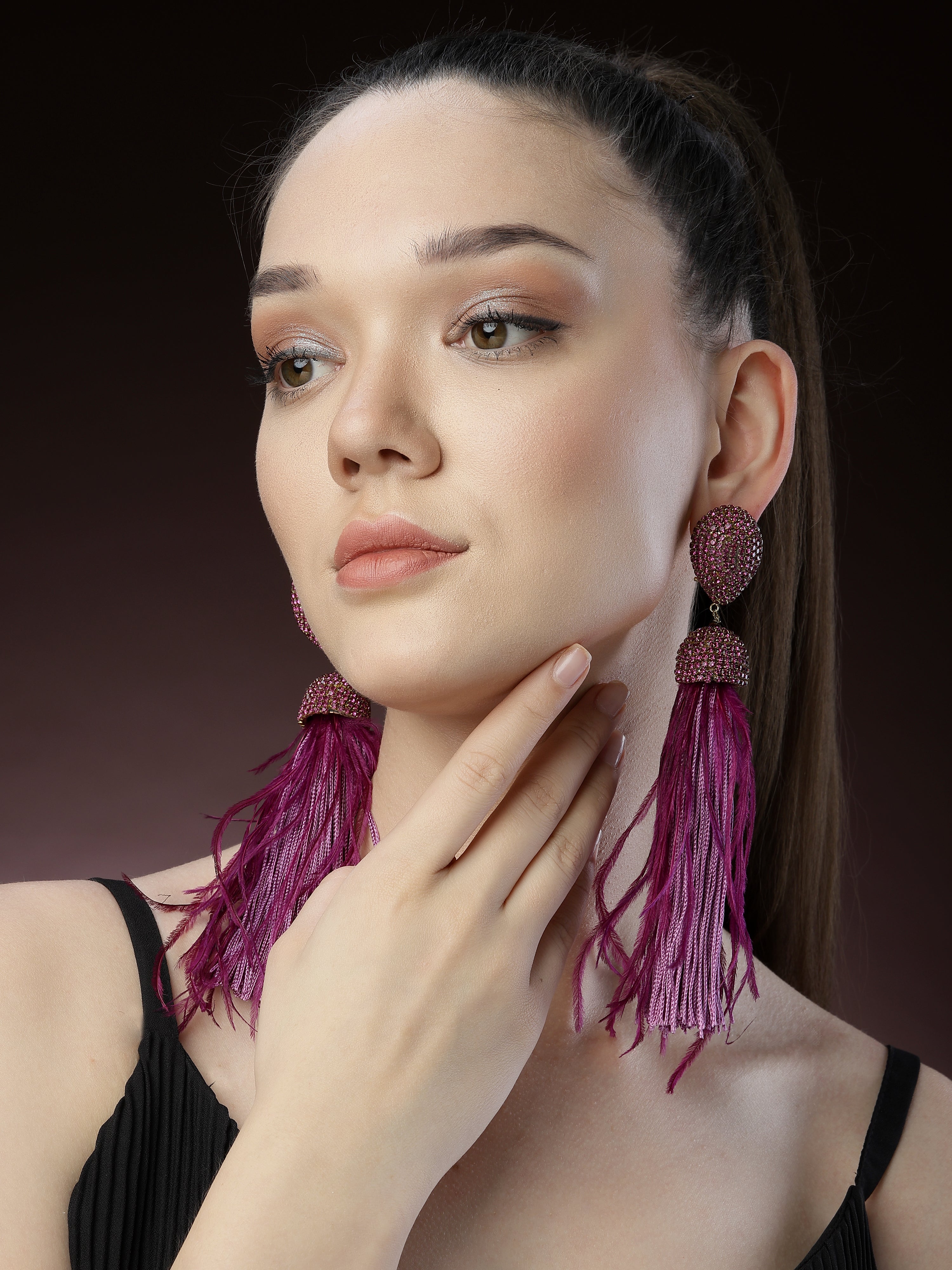 Purple Feather Earrings