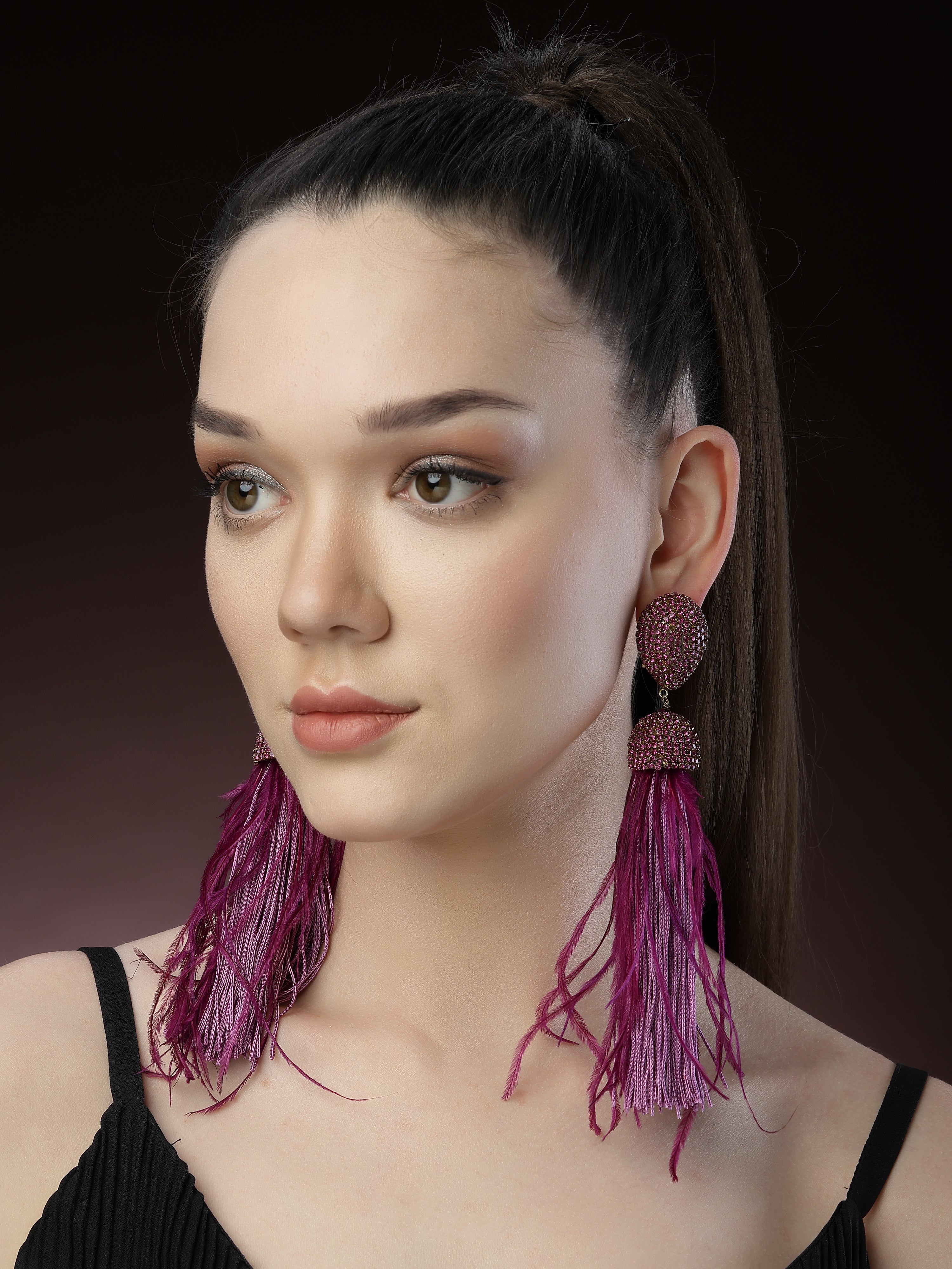 Purple Feather Earrings