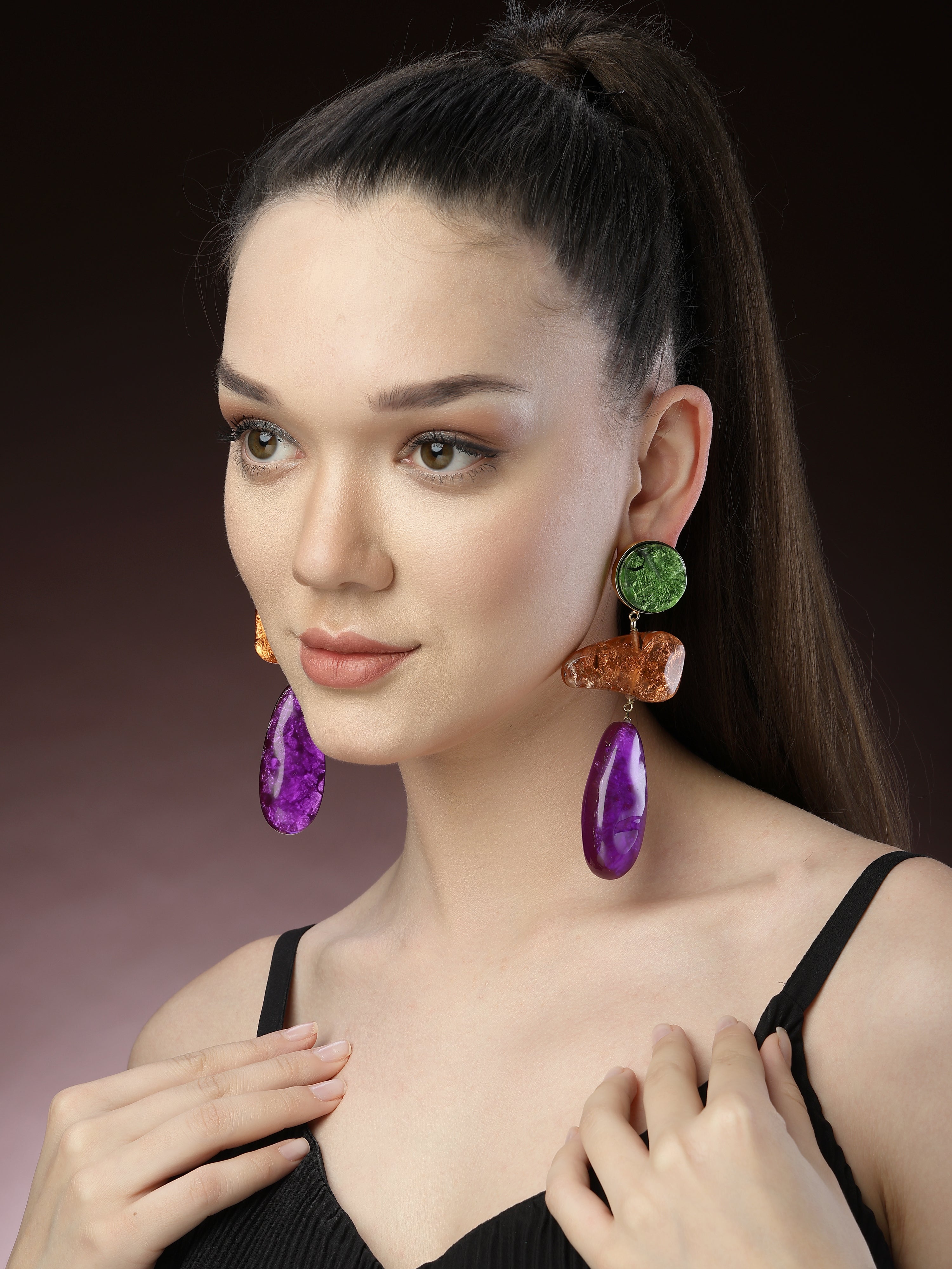 Multicolored Resin Drop Earrings