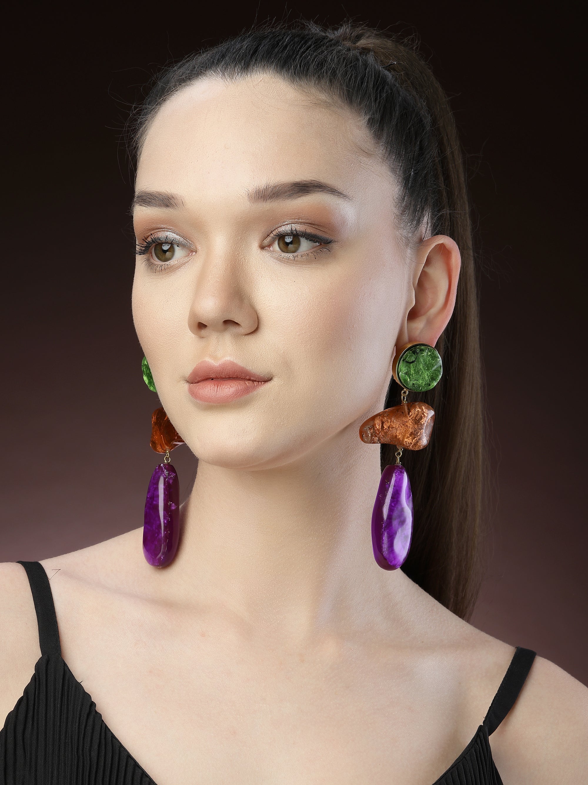 Multicolored Resin Drop Earrings