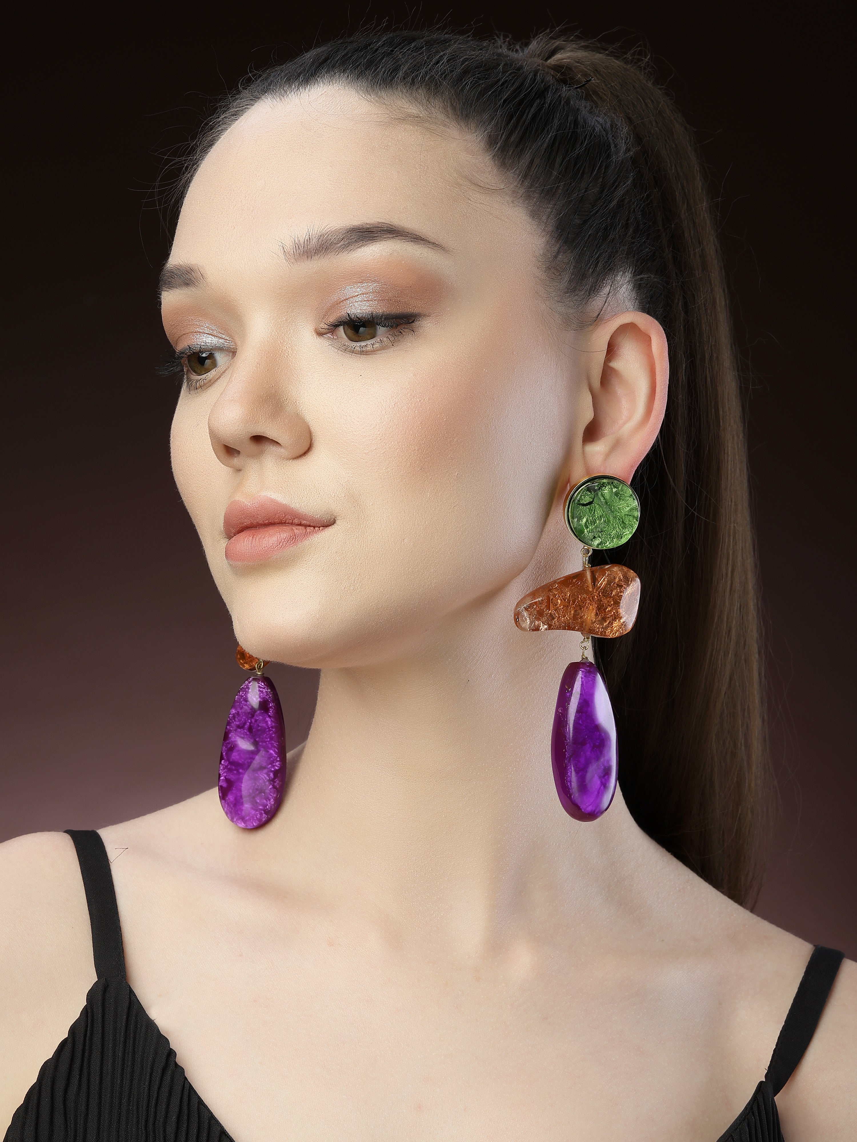 Multicolored Resin Drop Earrings