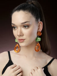 Orange Resin Dangler Earrings