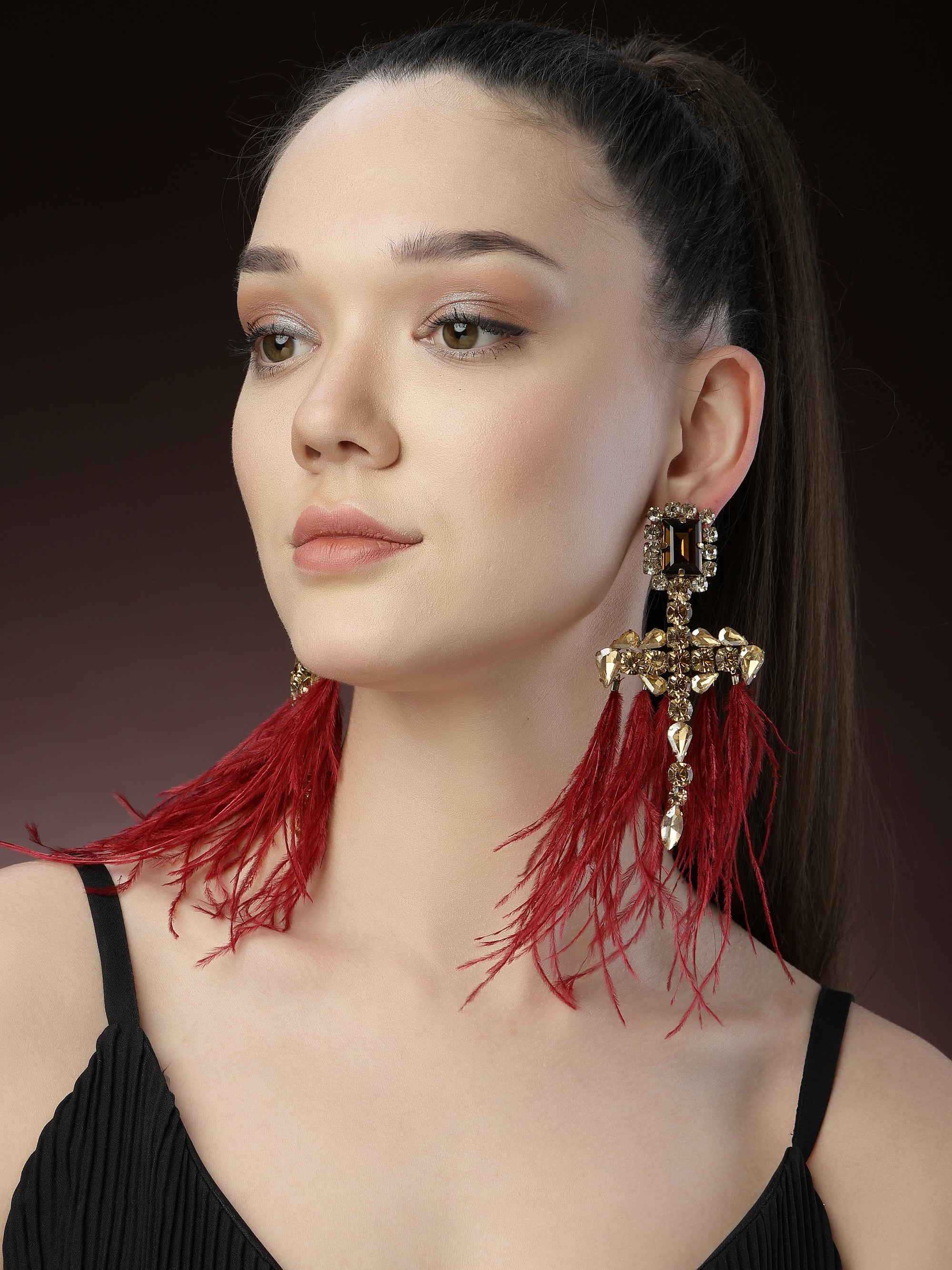 Red Feather Earrings