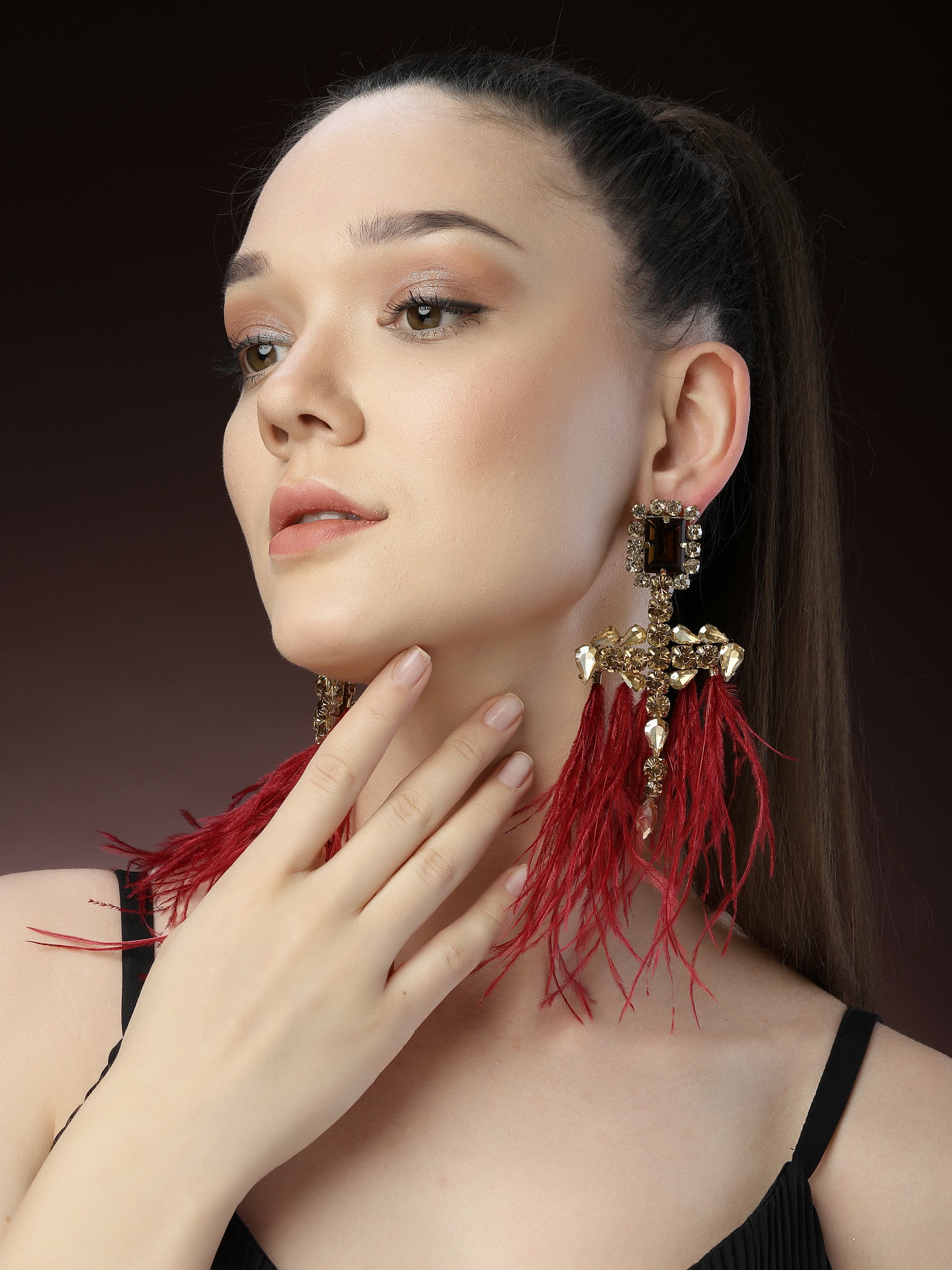 Red Feather Earrings