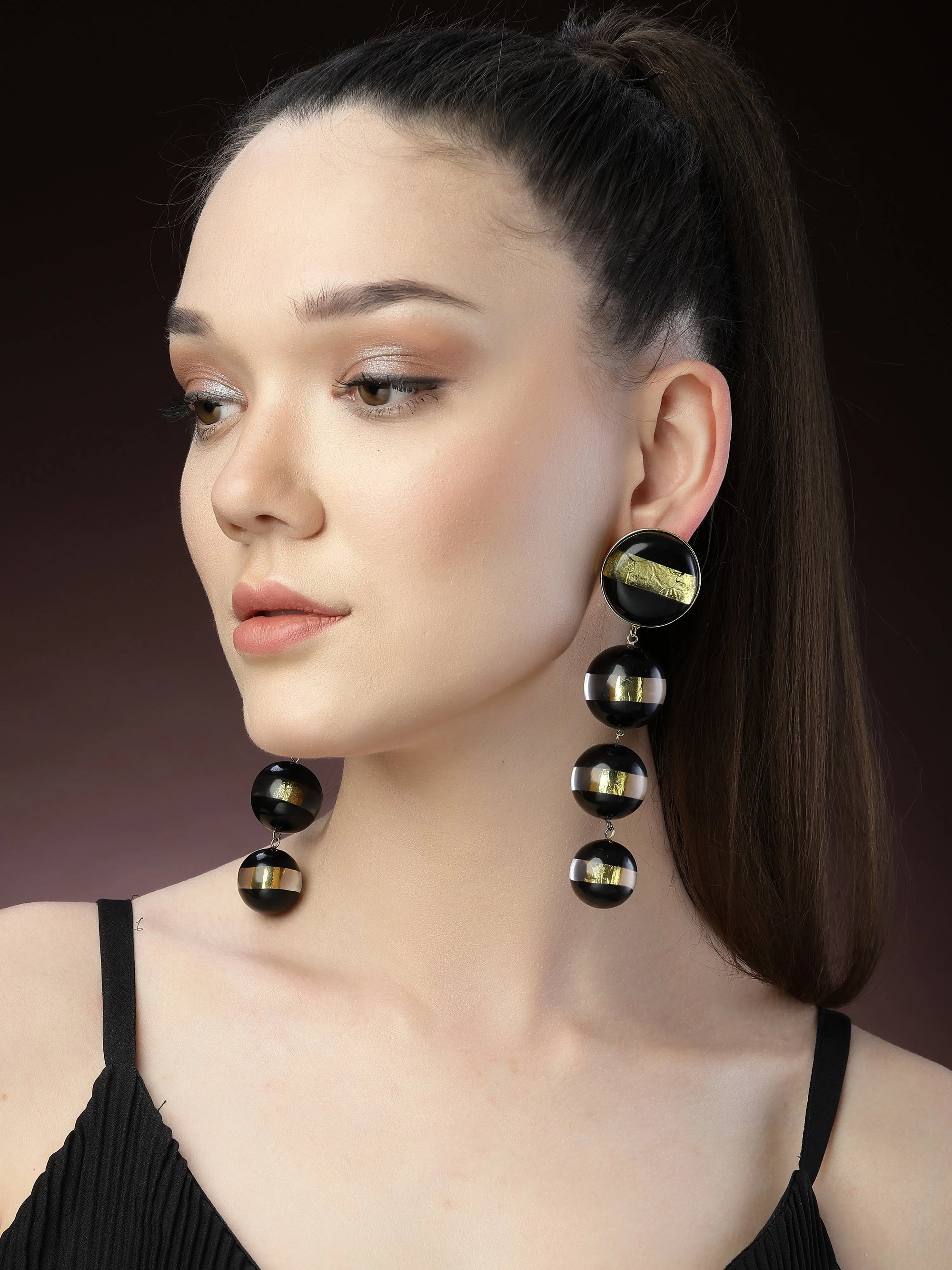 Black Resin Drop Earrings