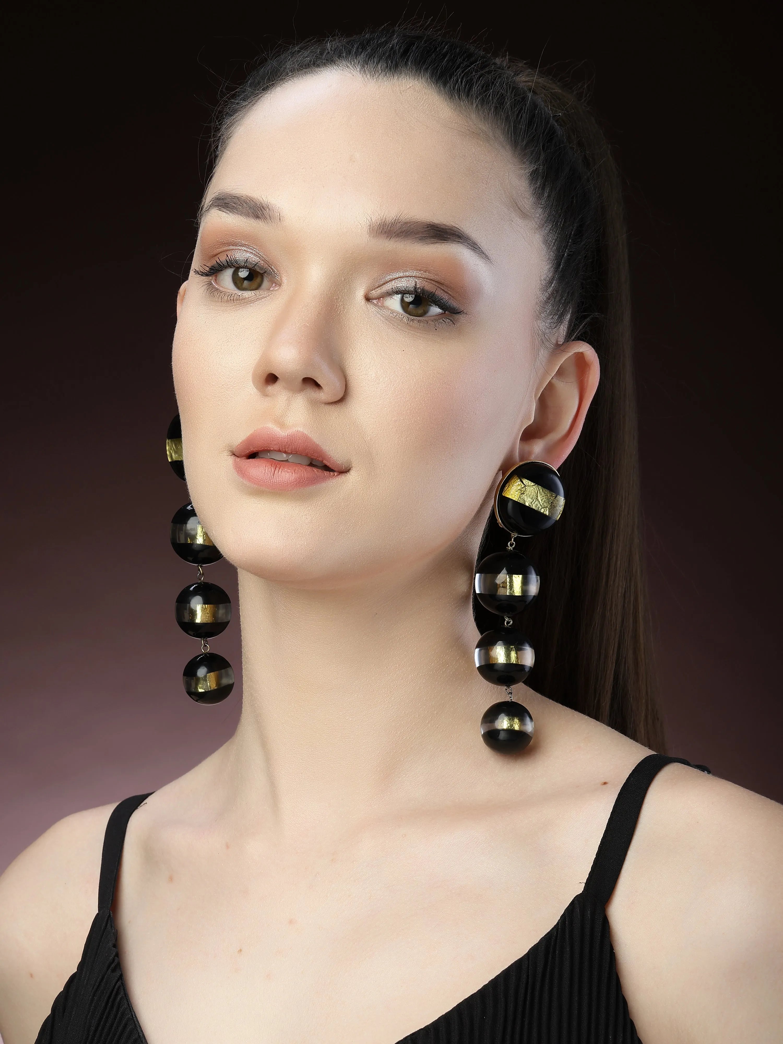 Black Resin Drop Earrings