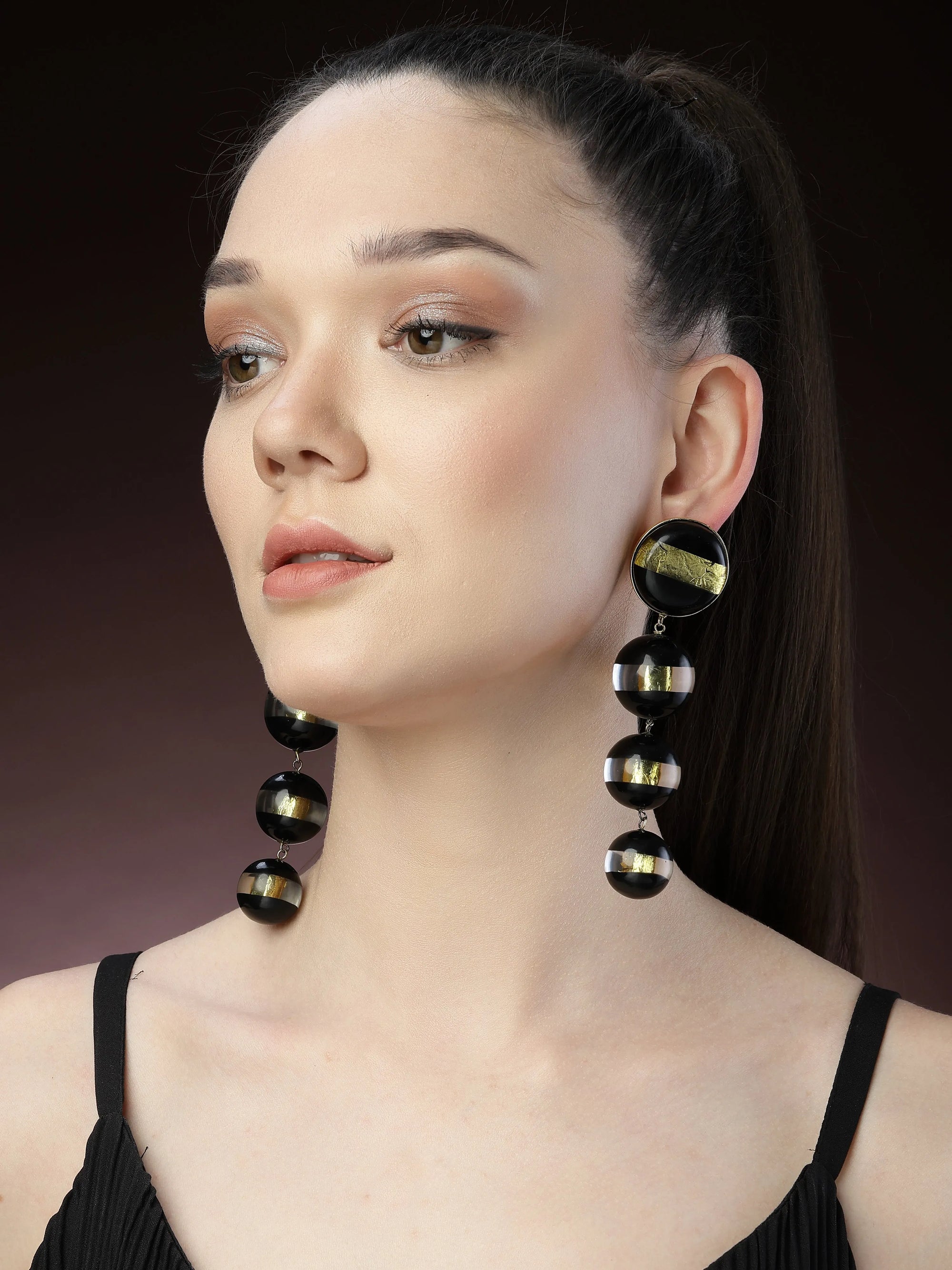 Black Resin Drop Earrings