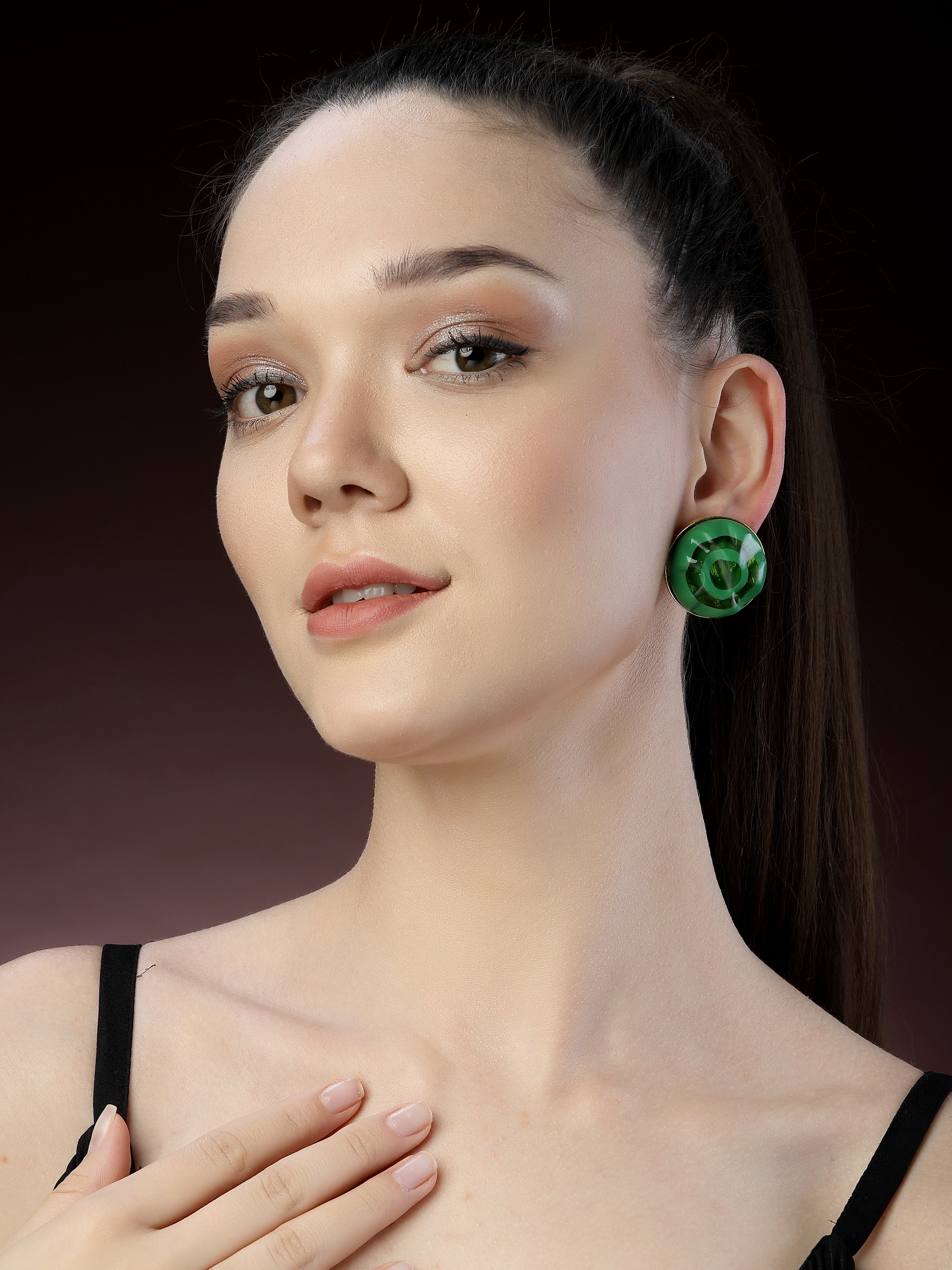 Green Stud Earrings