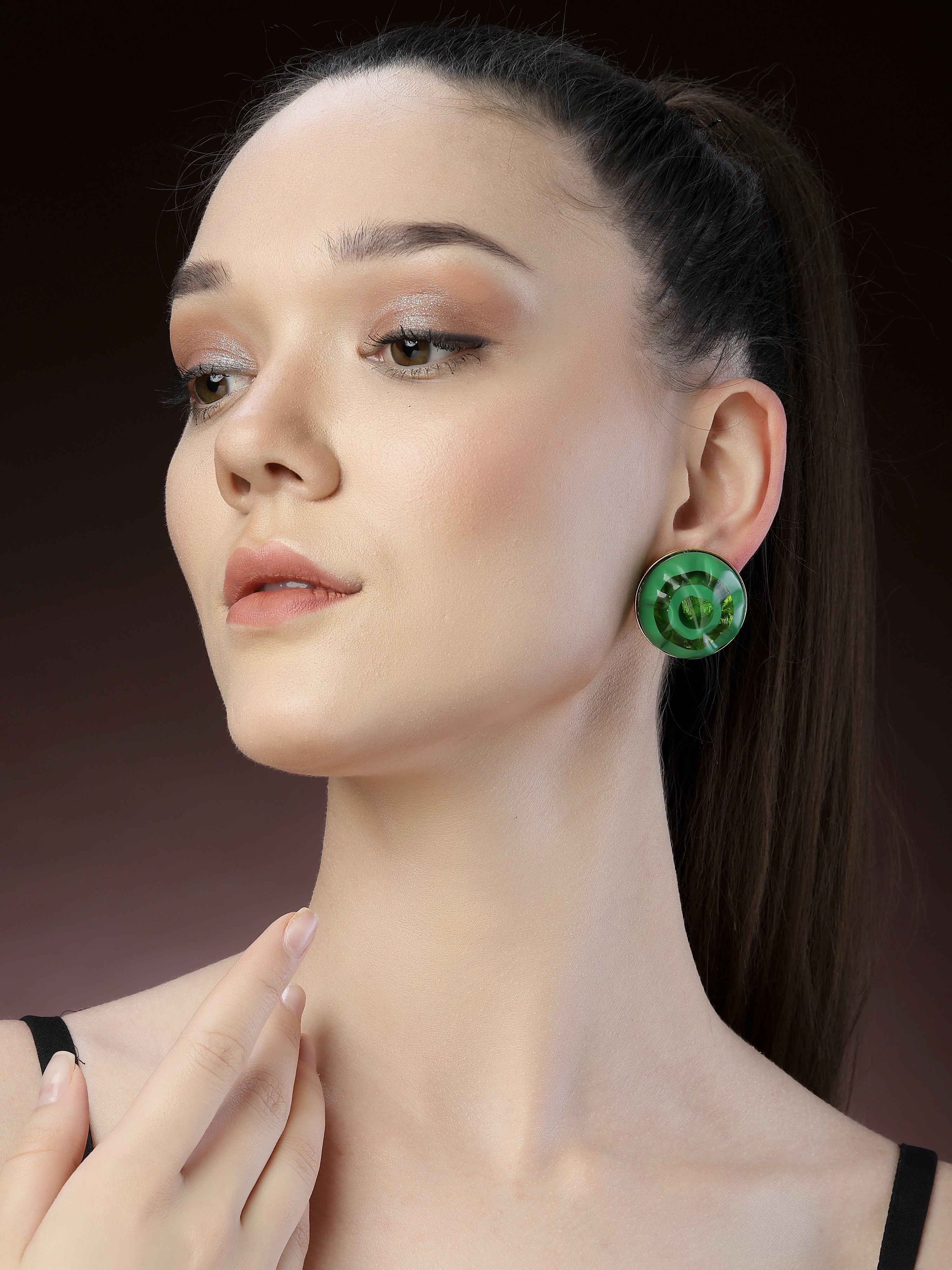 Green Stud Earrings