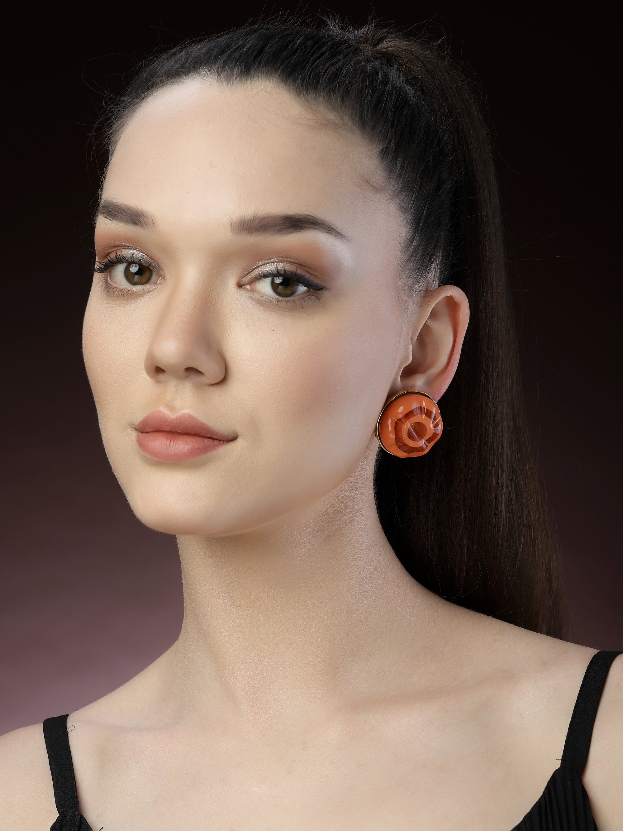 Orange Stud Earrings