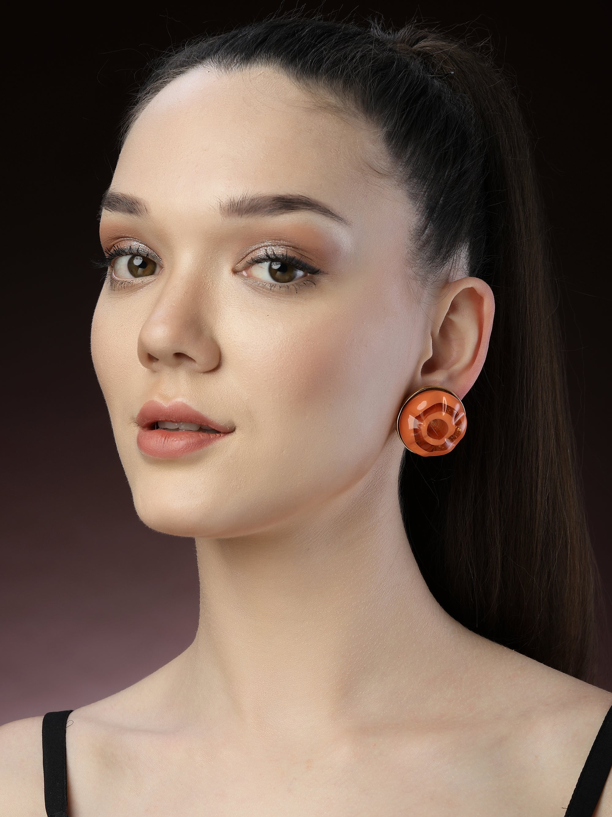 Orange Stud Earrings