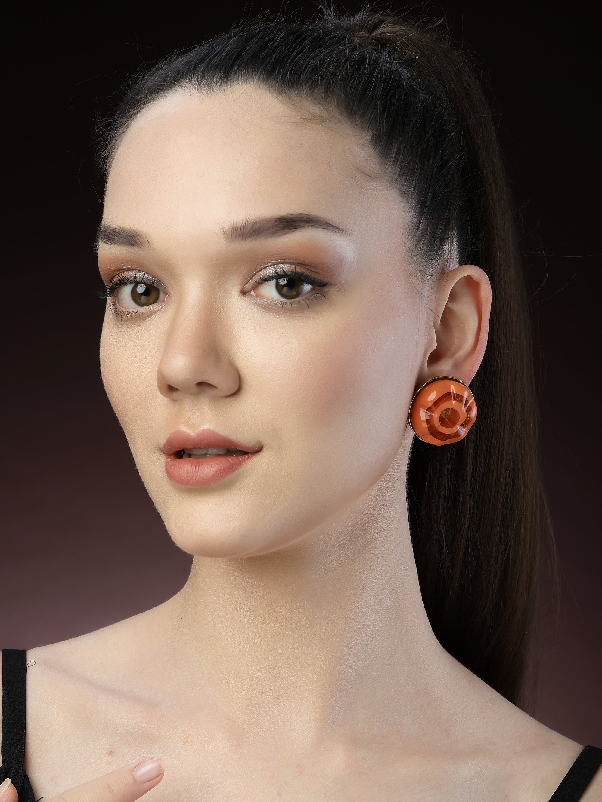 Orange Stud Earrings