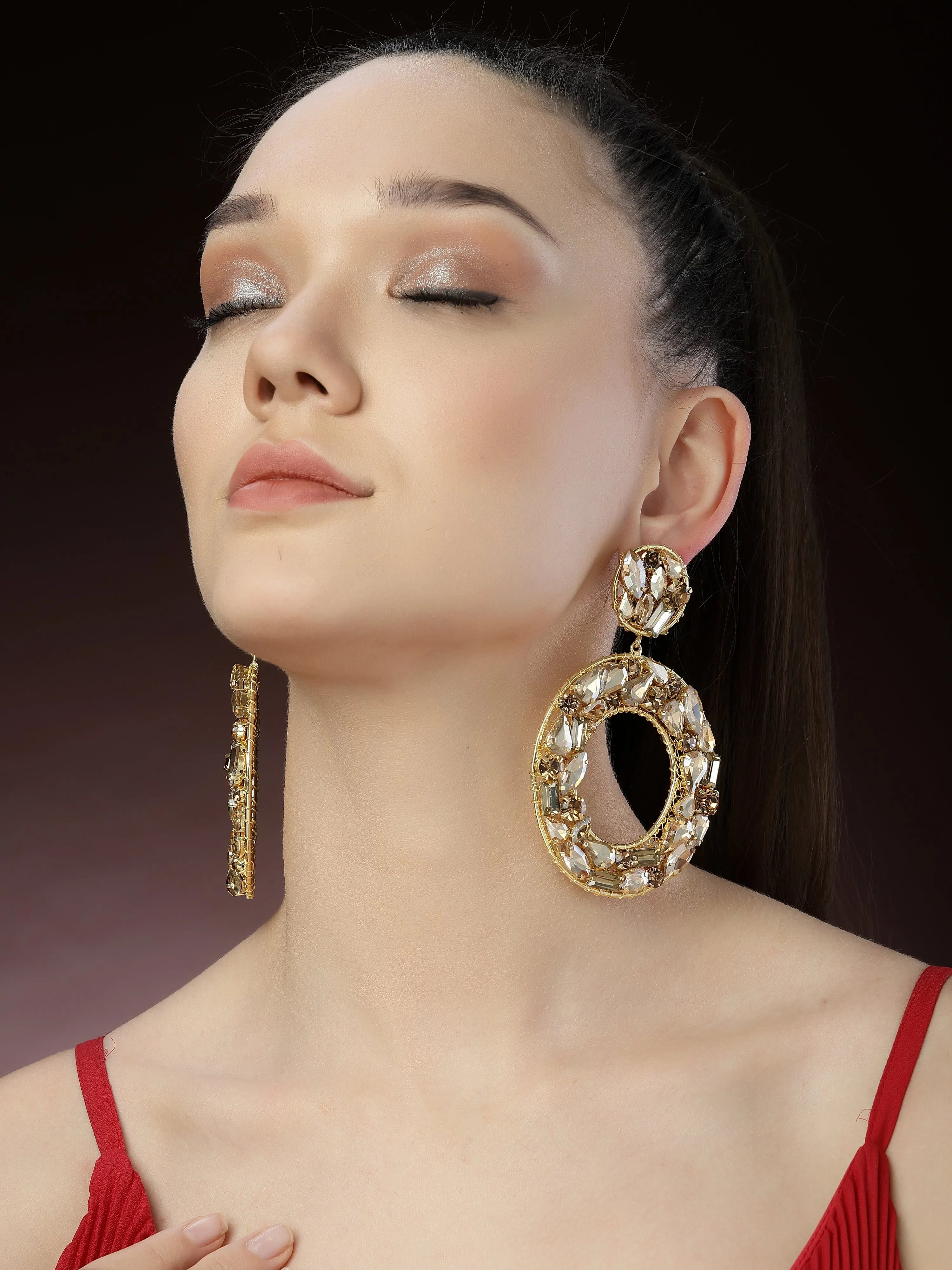 Gold Crystal Hoop Earrings