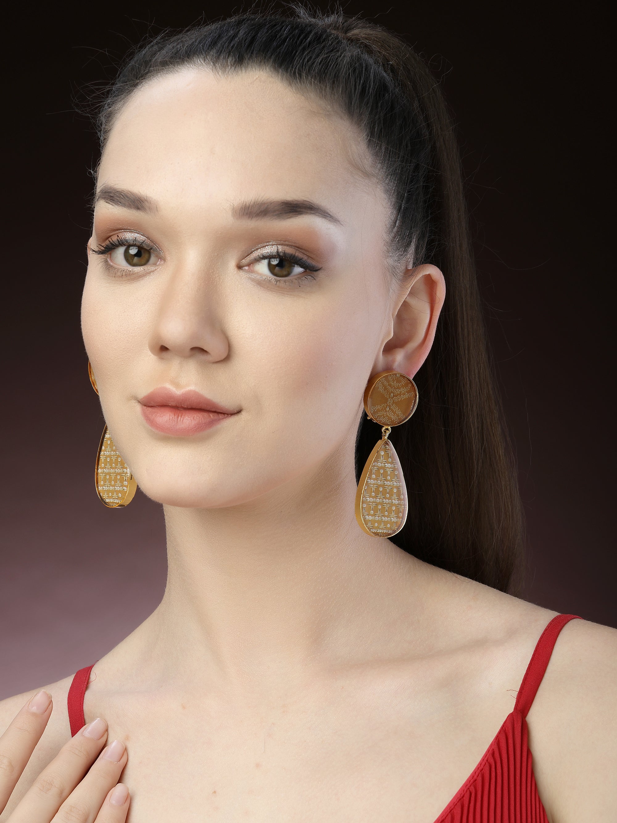 Teardrop-Shaped Dangler Earrings