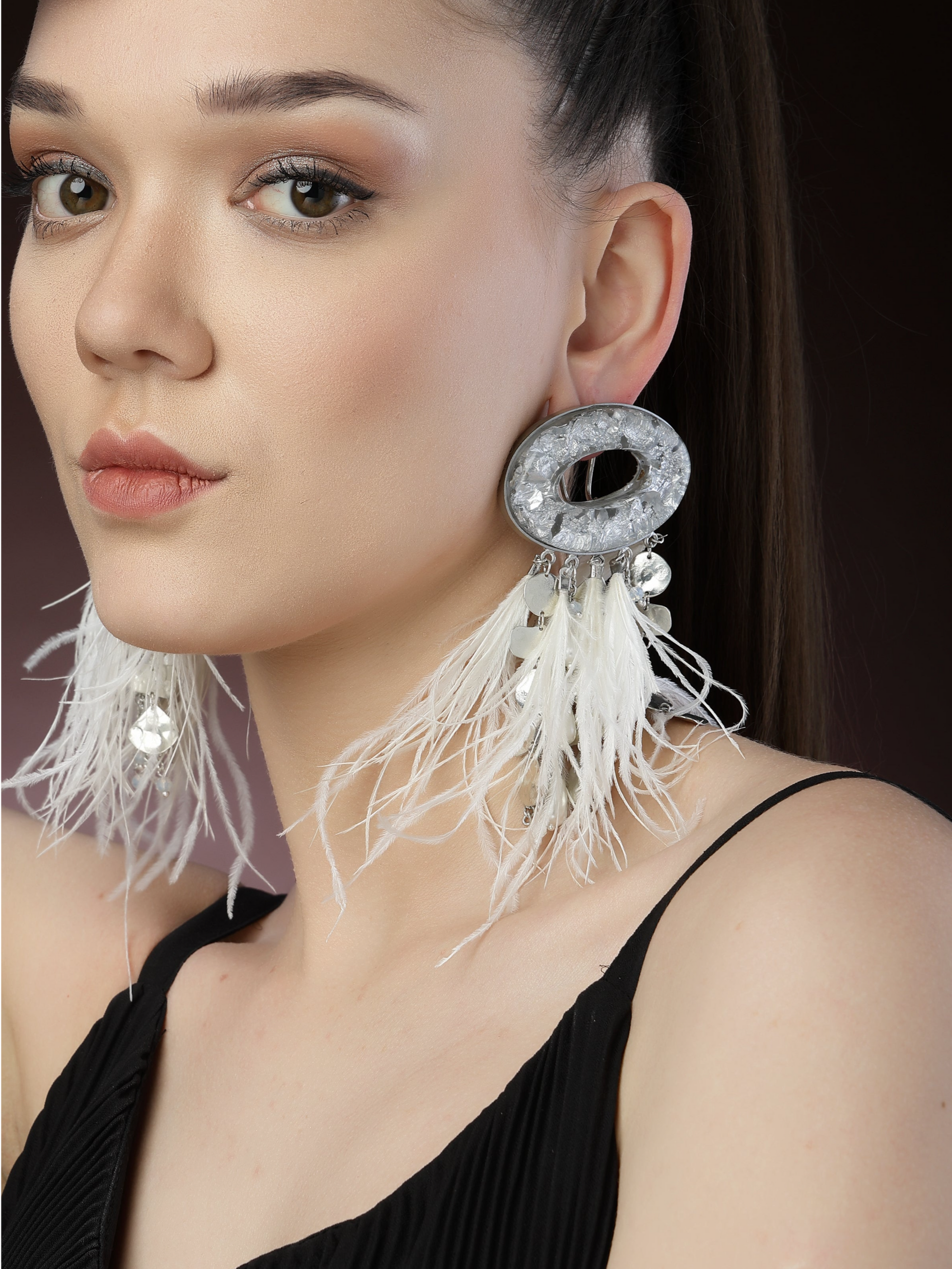 White feather earrings