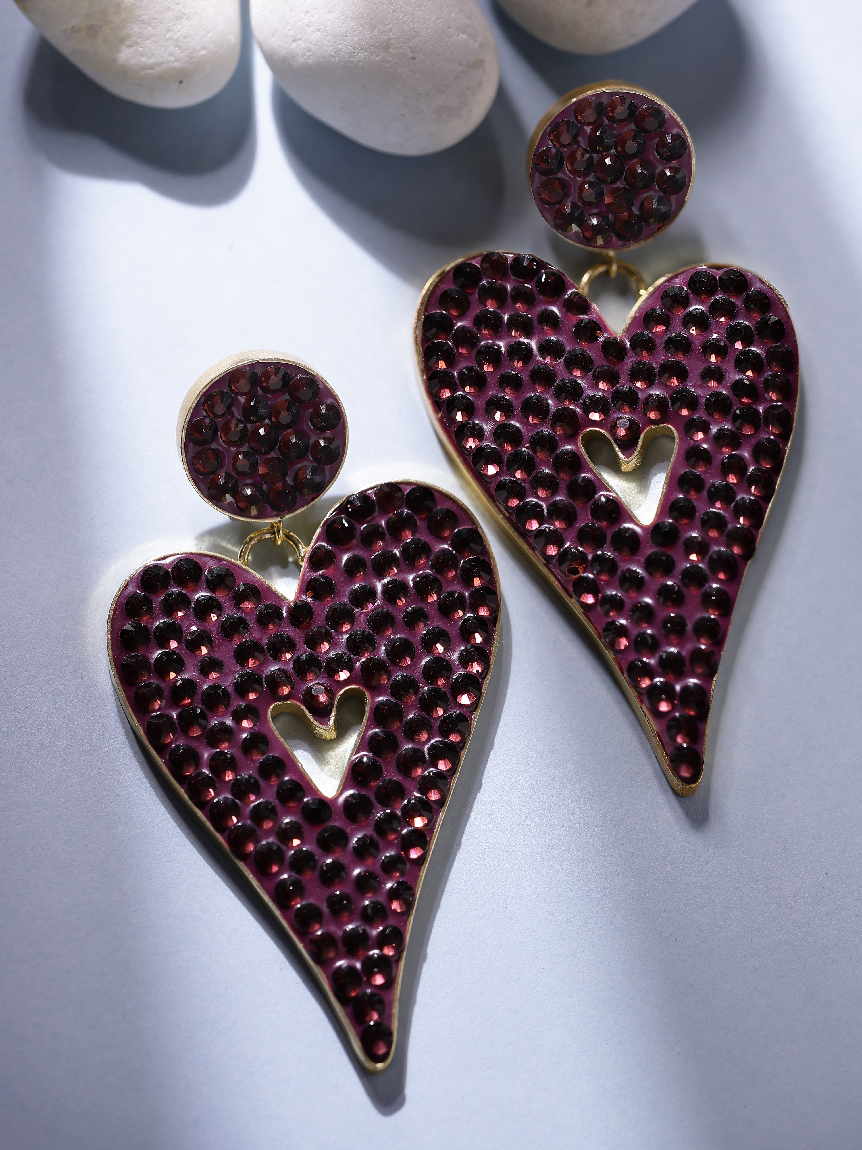 Red Heart-Shaped Dangler Earrings