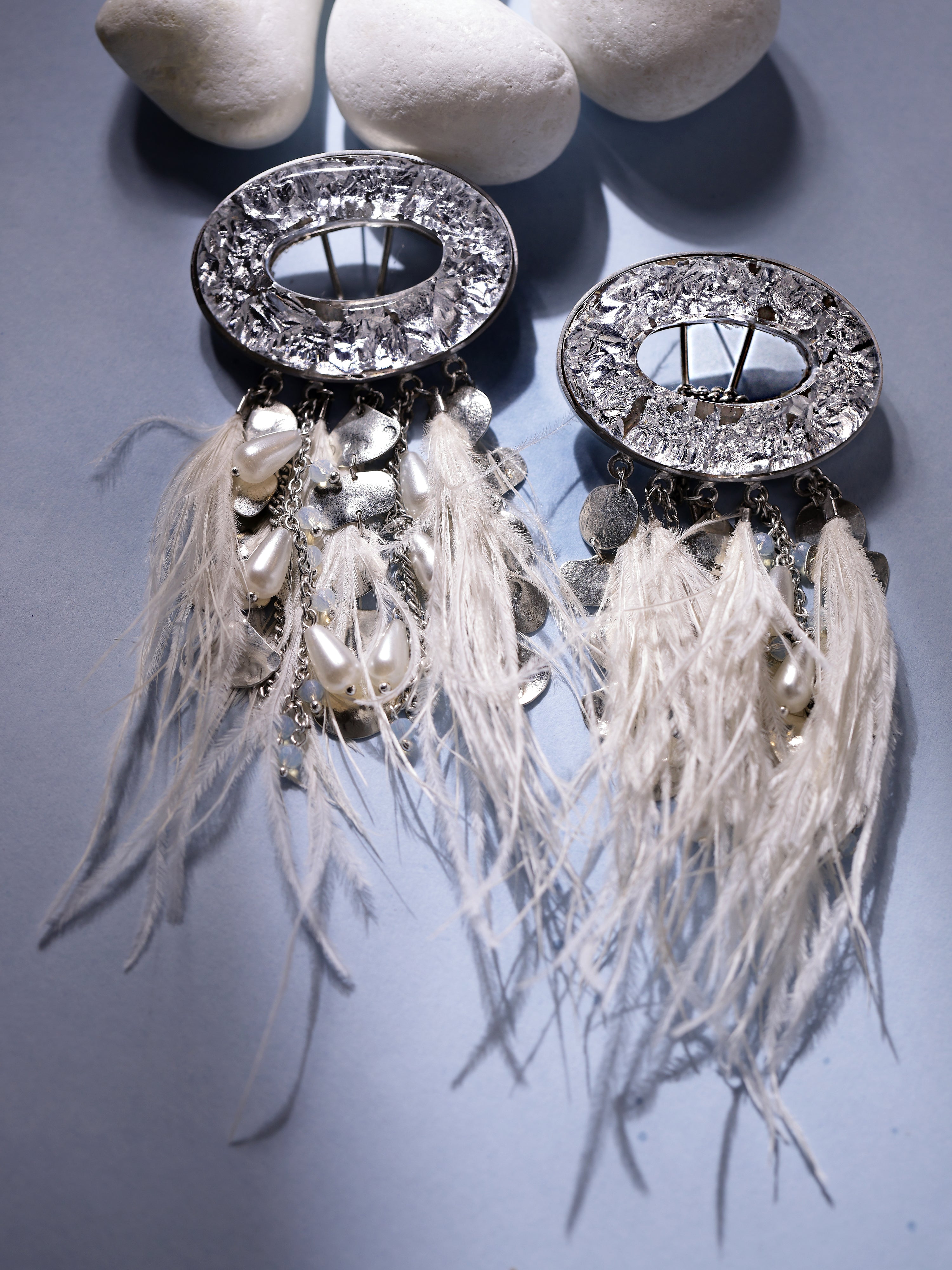 White feather earrings
