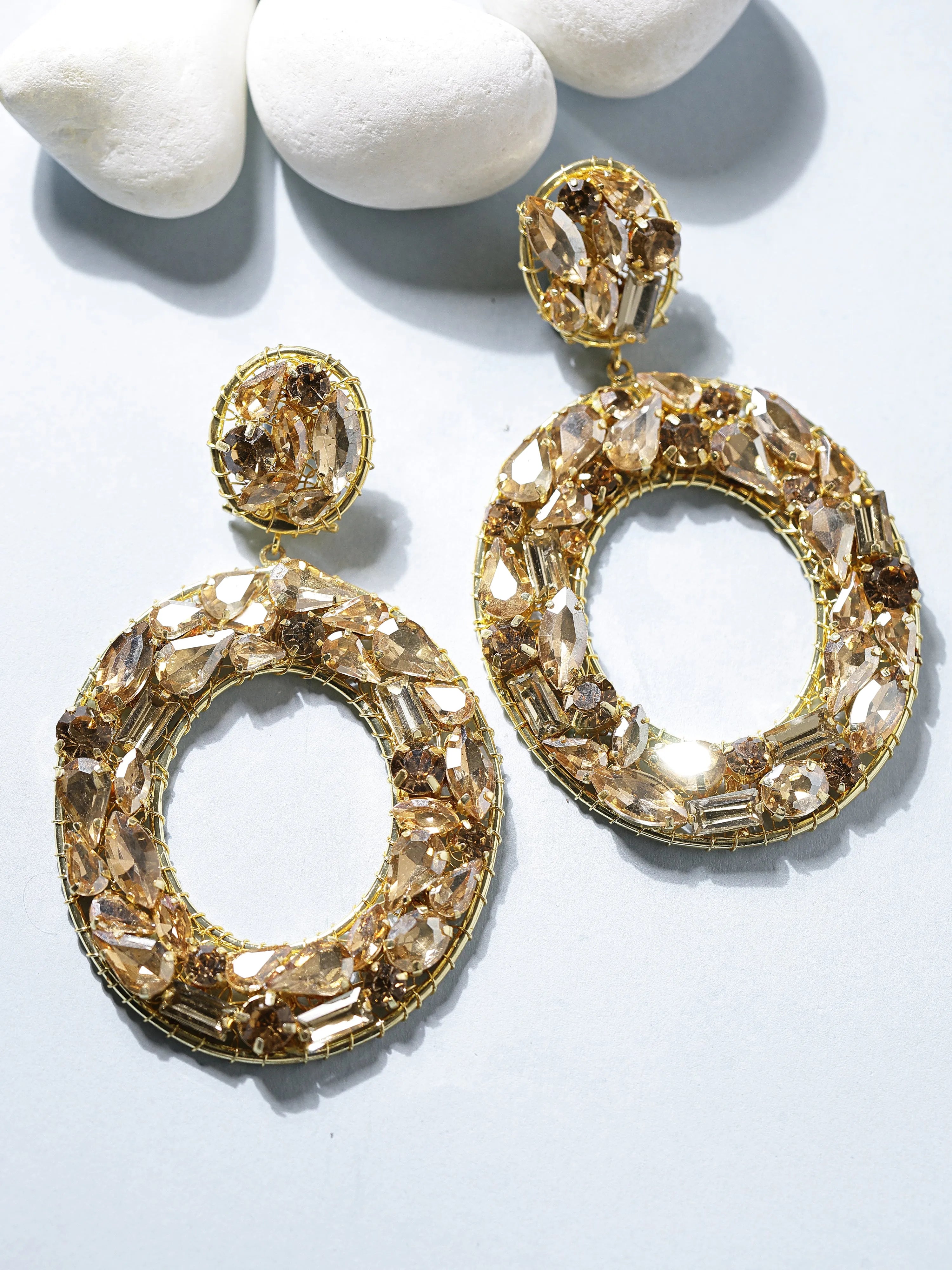 Gold Crystal Hoop Earrings