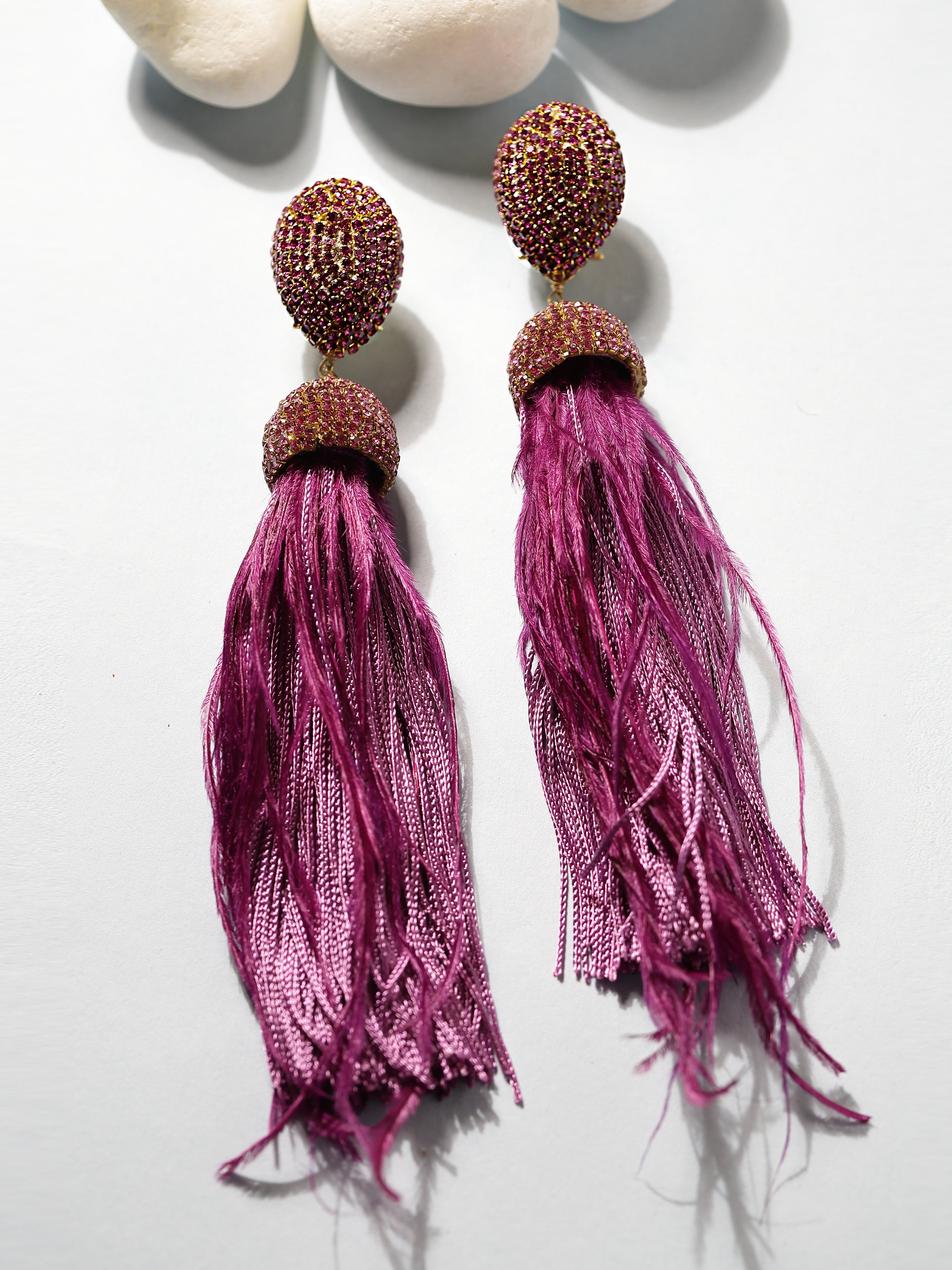 Purple Feather Earrings