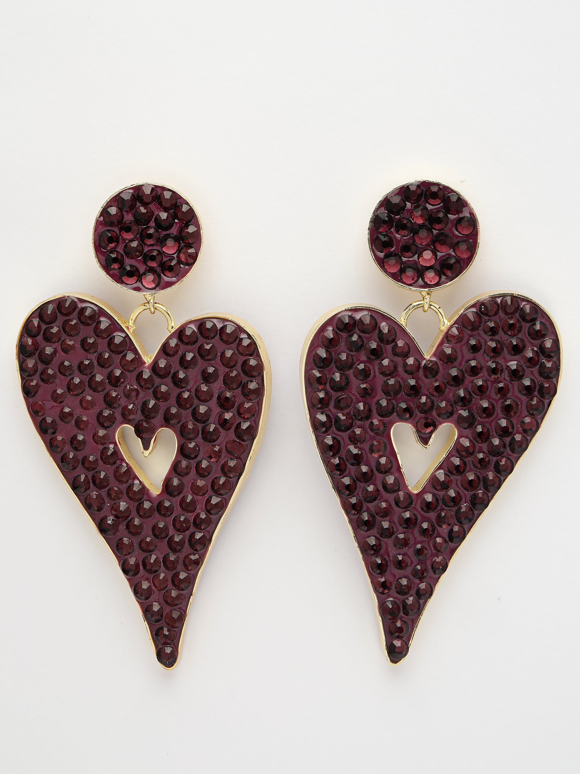 Red Heart-Shaped Dangler Earrings