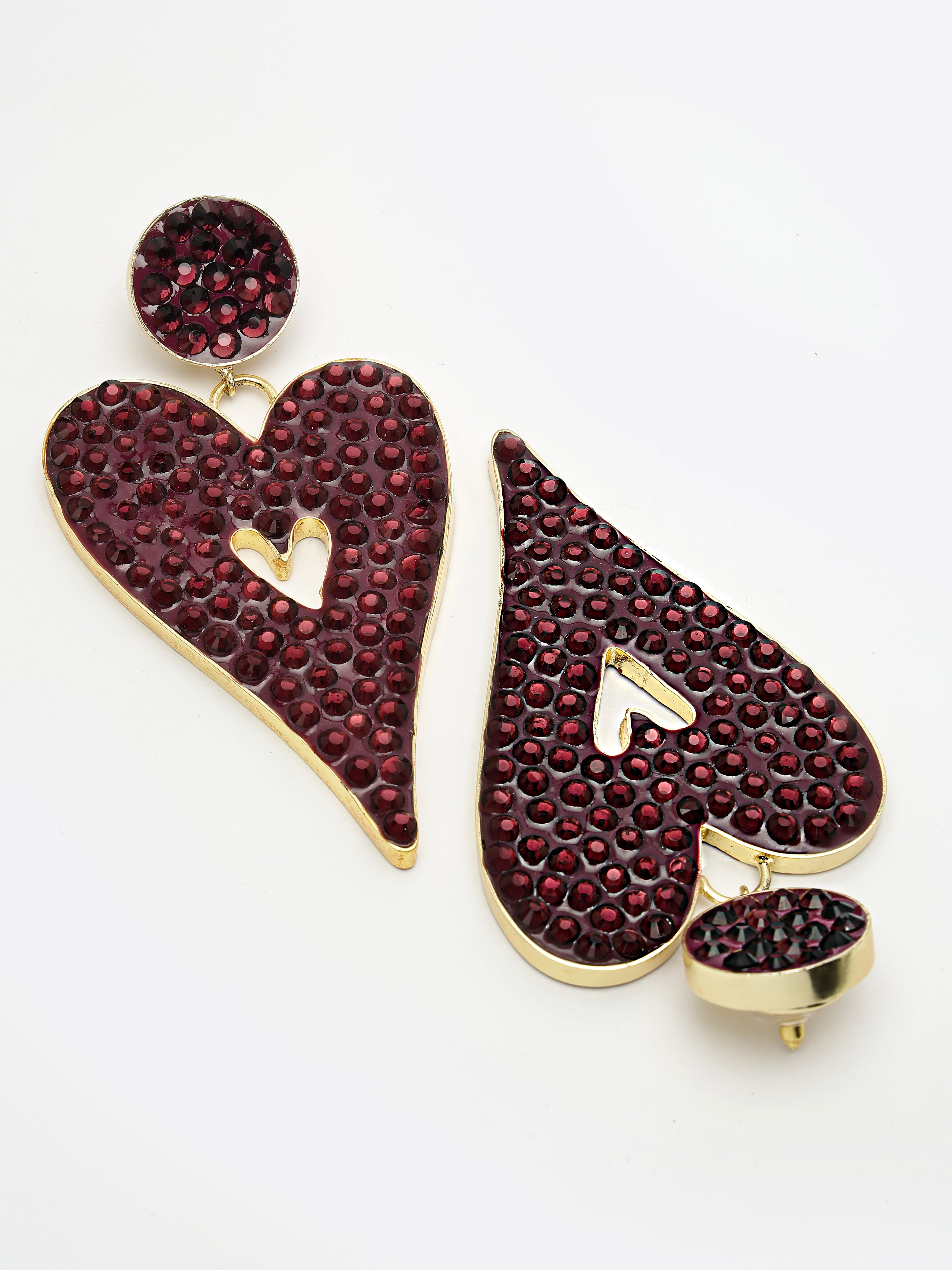 Red Heart-Shaped Dangler Earrings