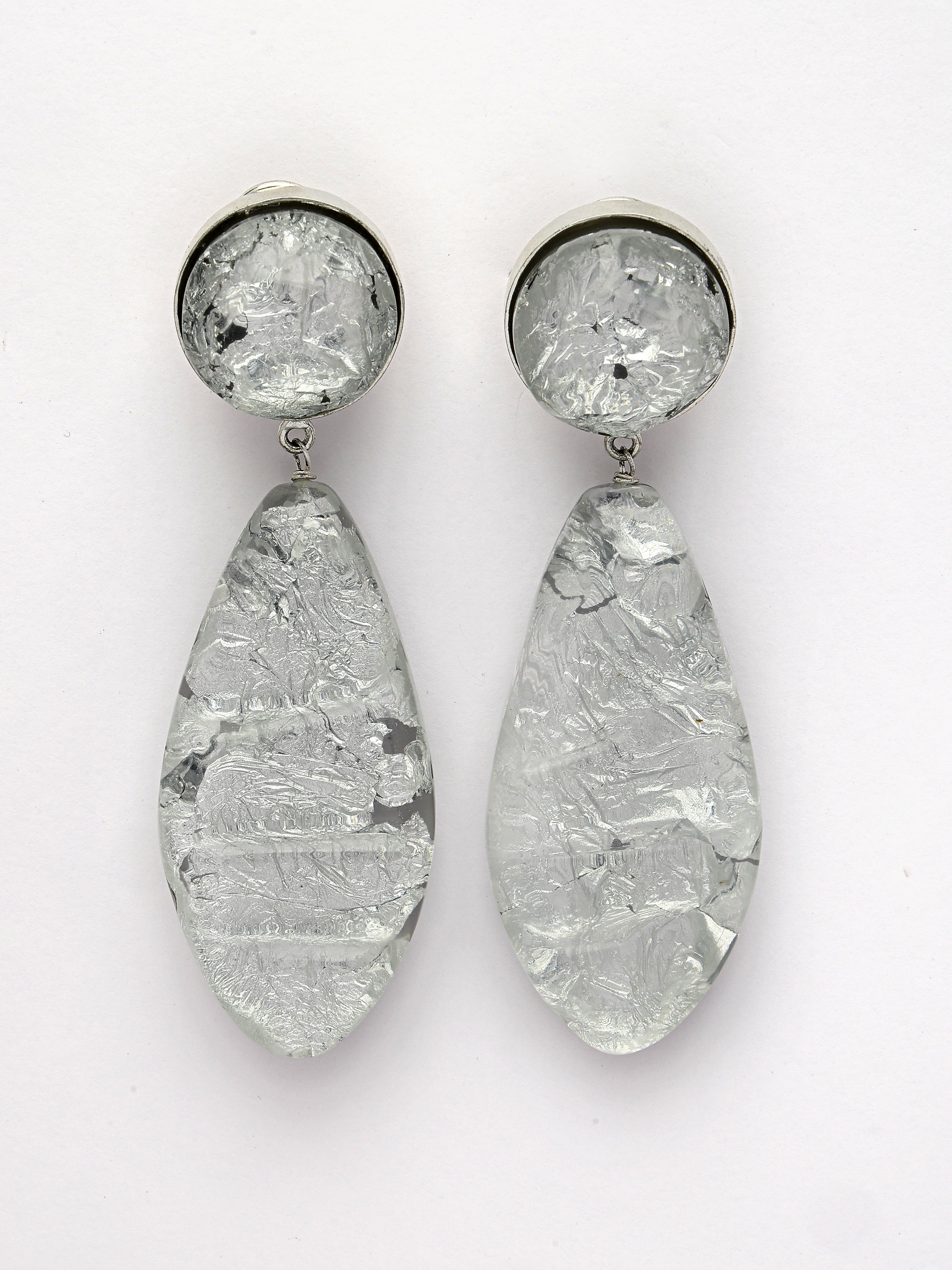 Silver Foil Resin Earrings