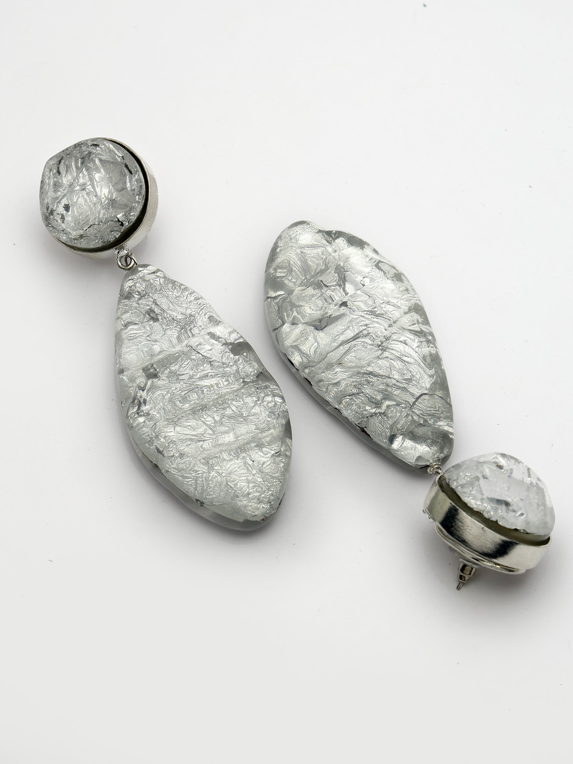 Silver Foil Resin Earrings