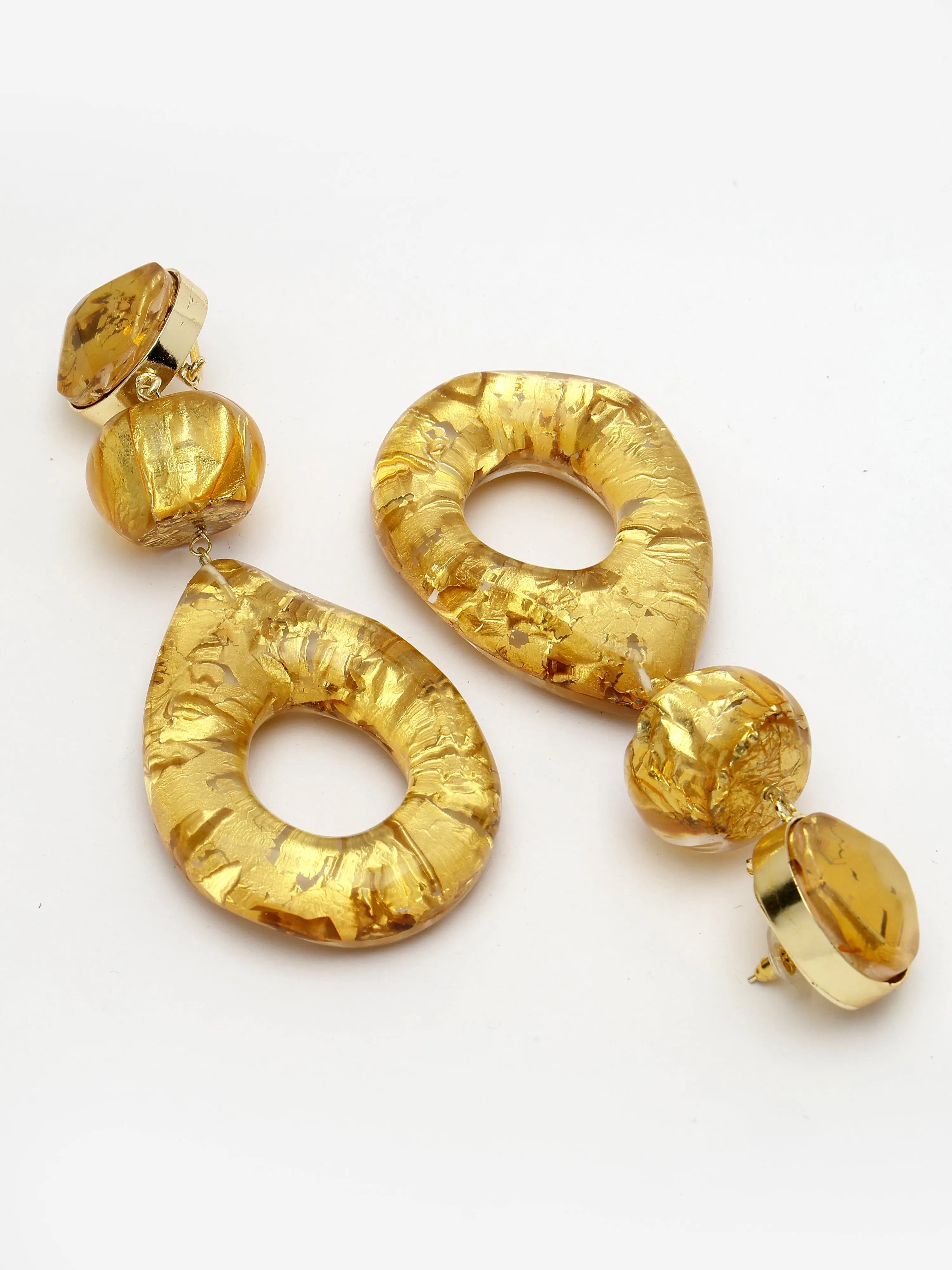 Gold Foiling Resin Drop Earrings