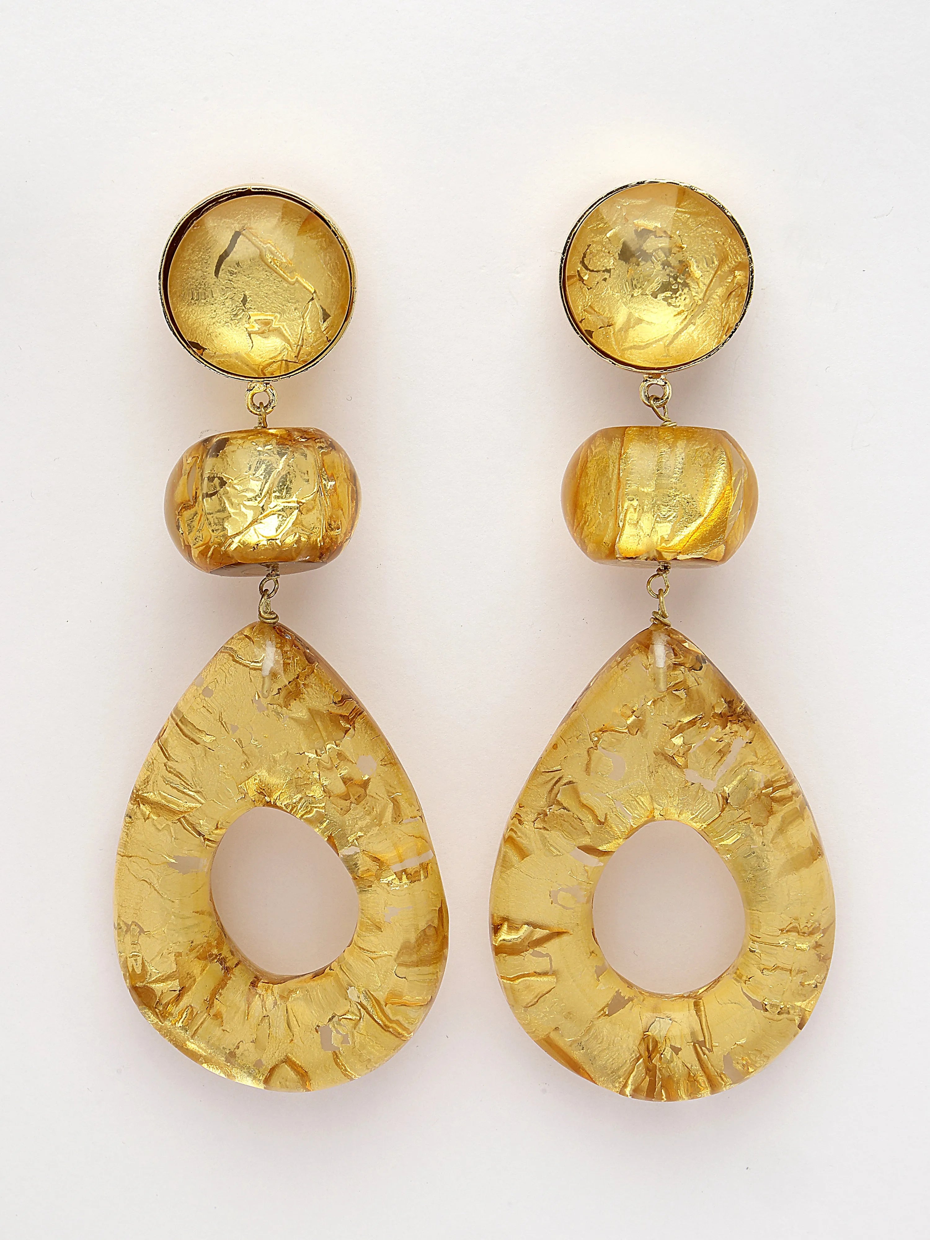 Gold Foiling Resin Drop Earrings