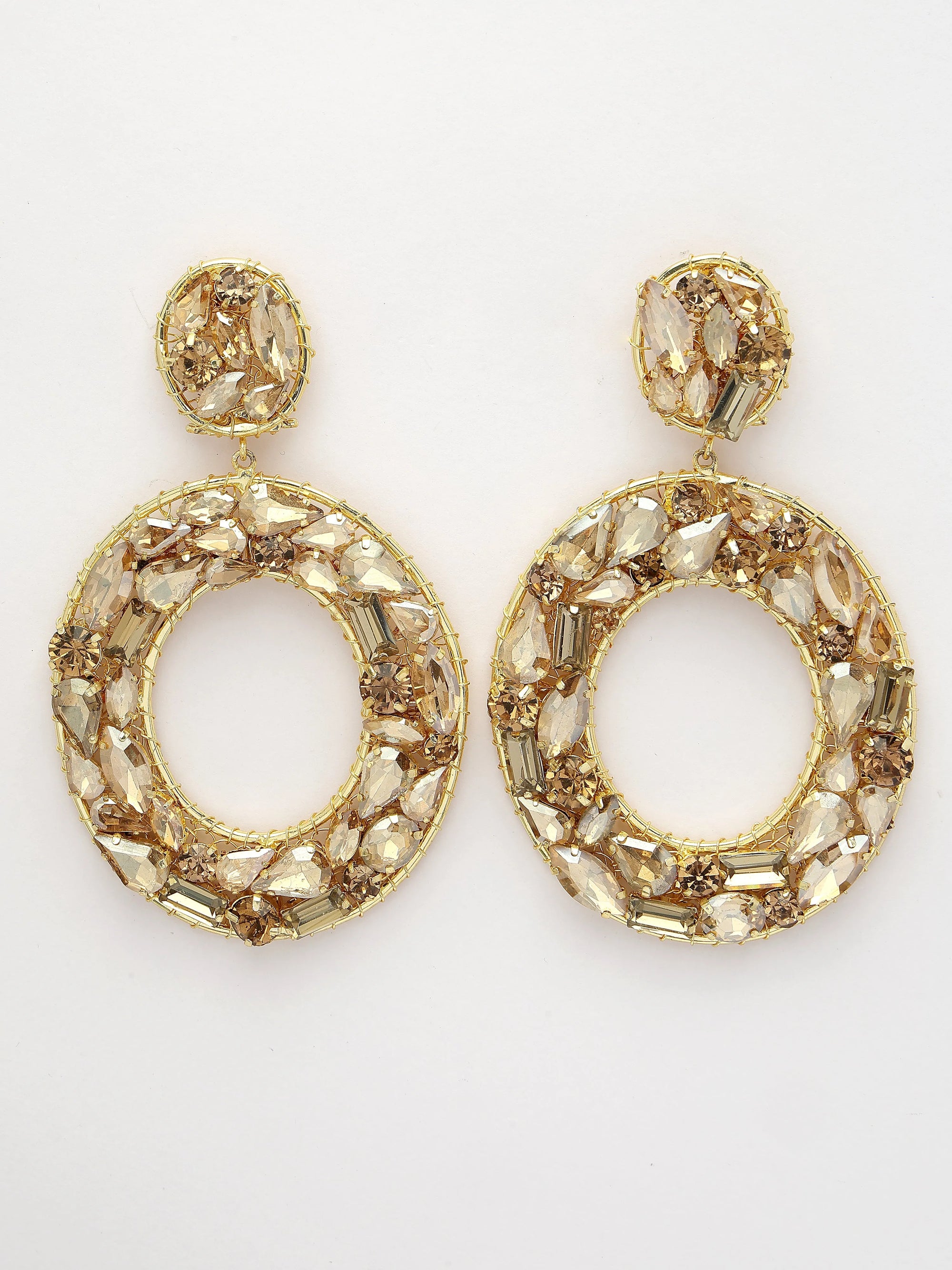 Gold Crystal Hoop Earrings