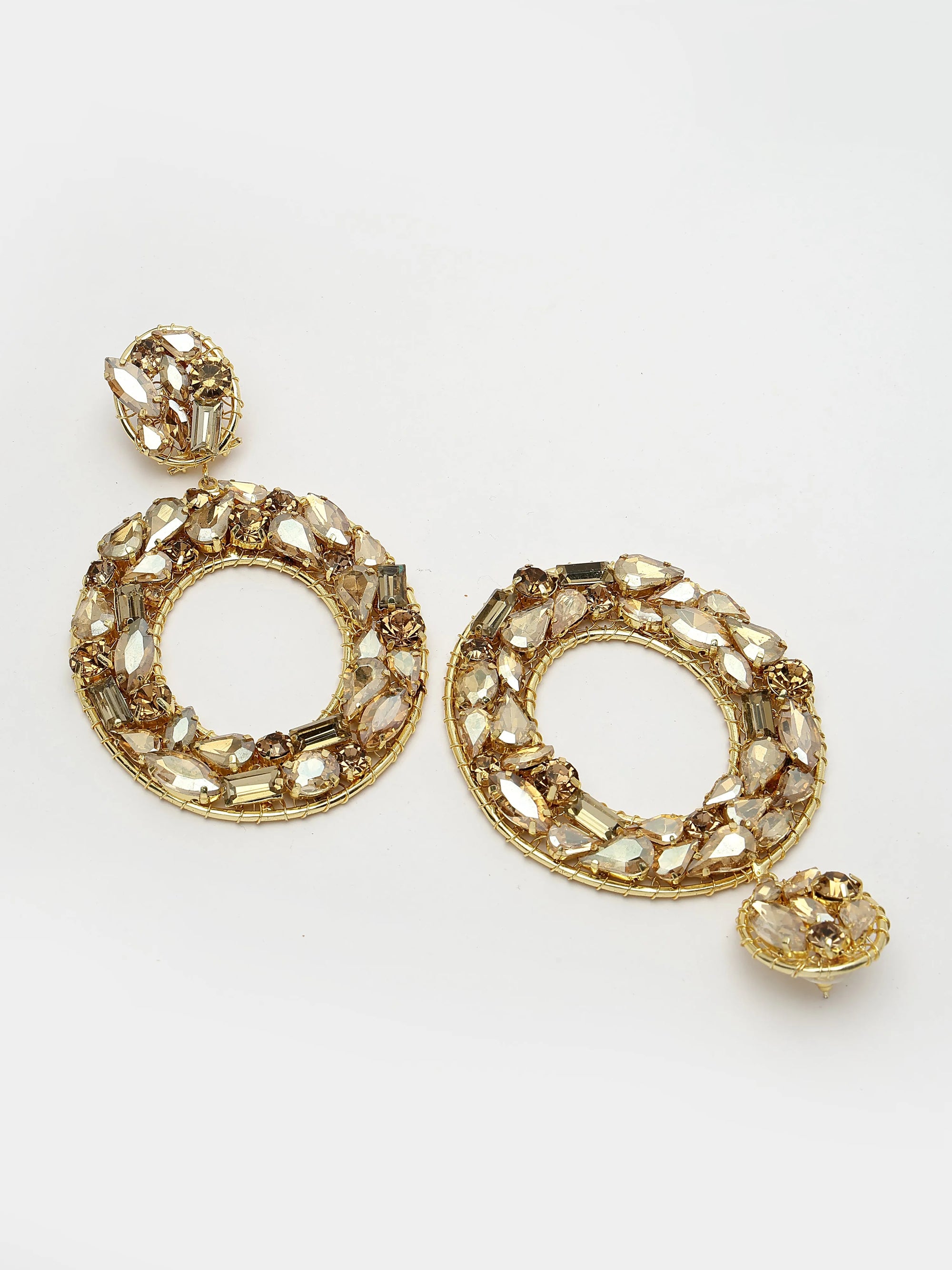 Gold Crystal Hoop Earrings