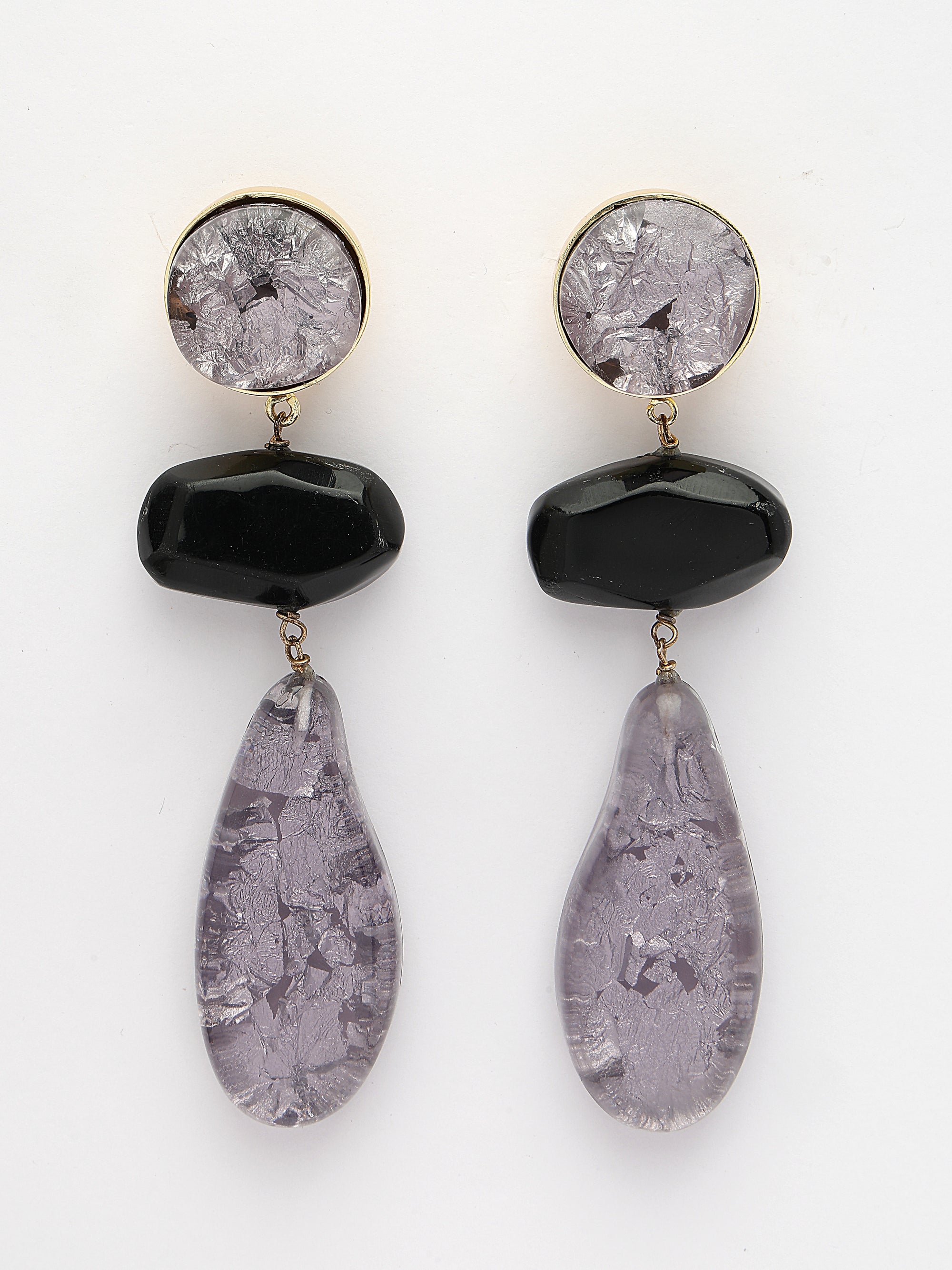 Grey Resin Drop Earrings