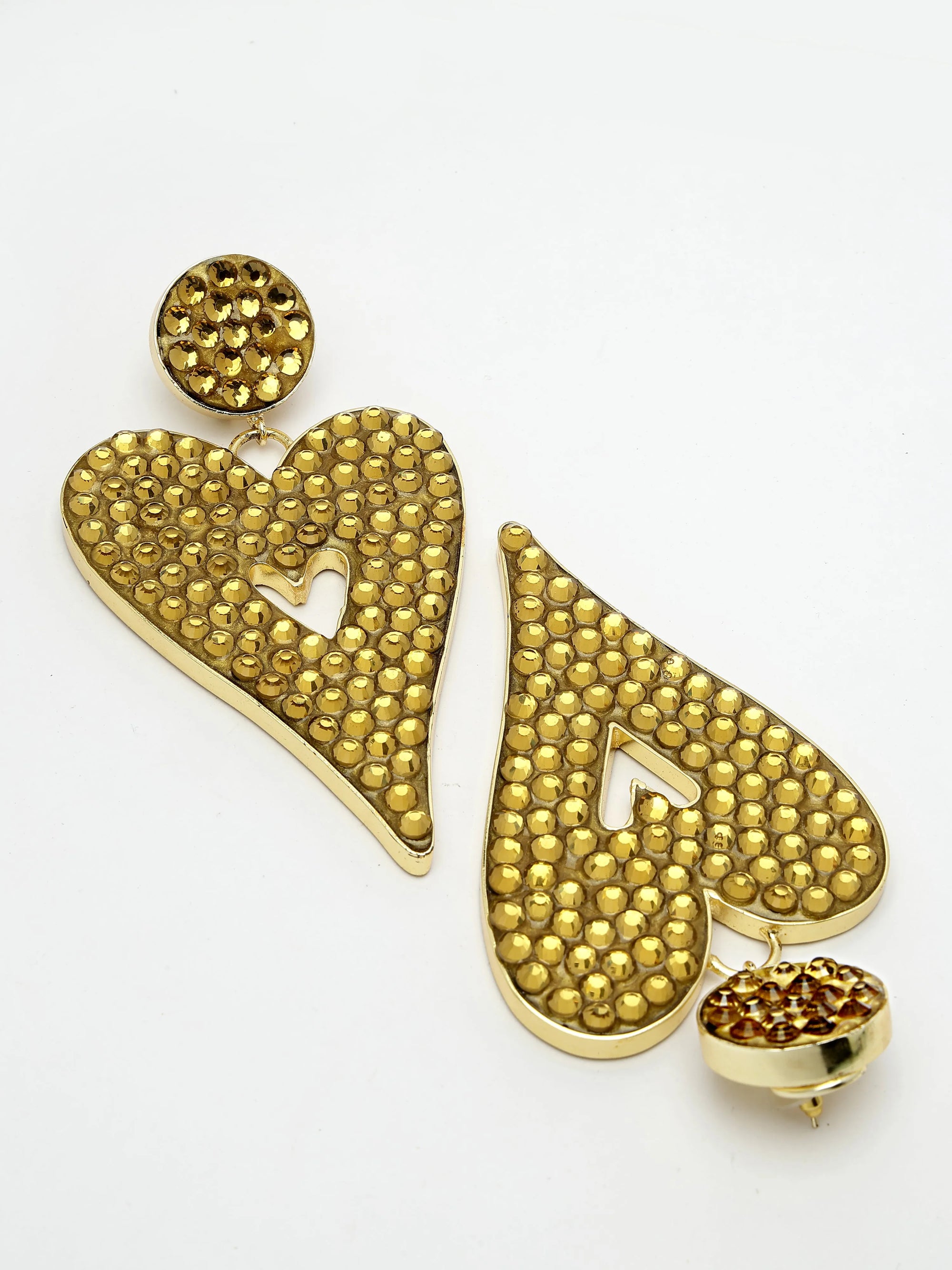 Gold Heart-Shaped Dangler Earrings