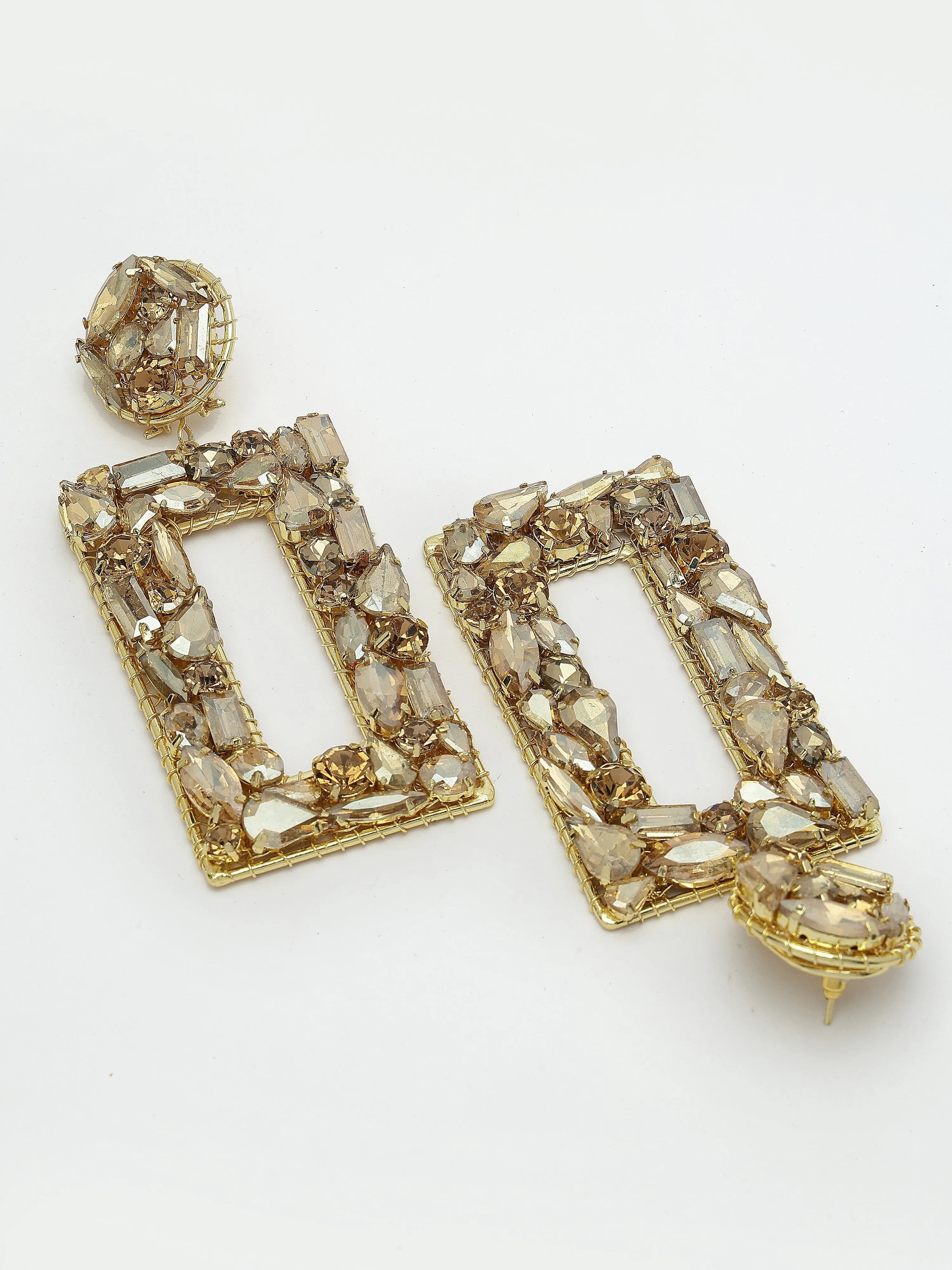 Gold Crystal Dangler Earrings