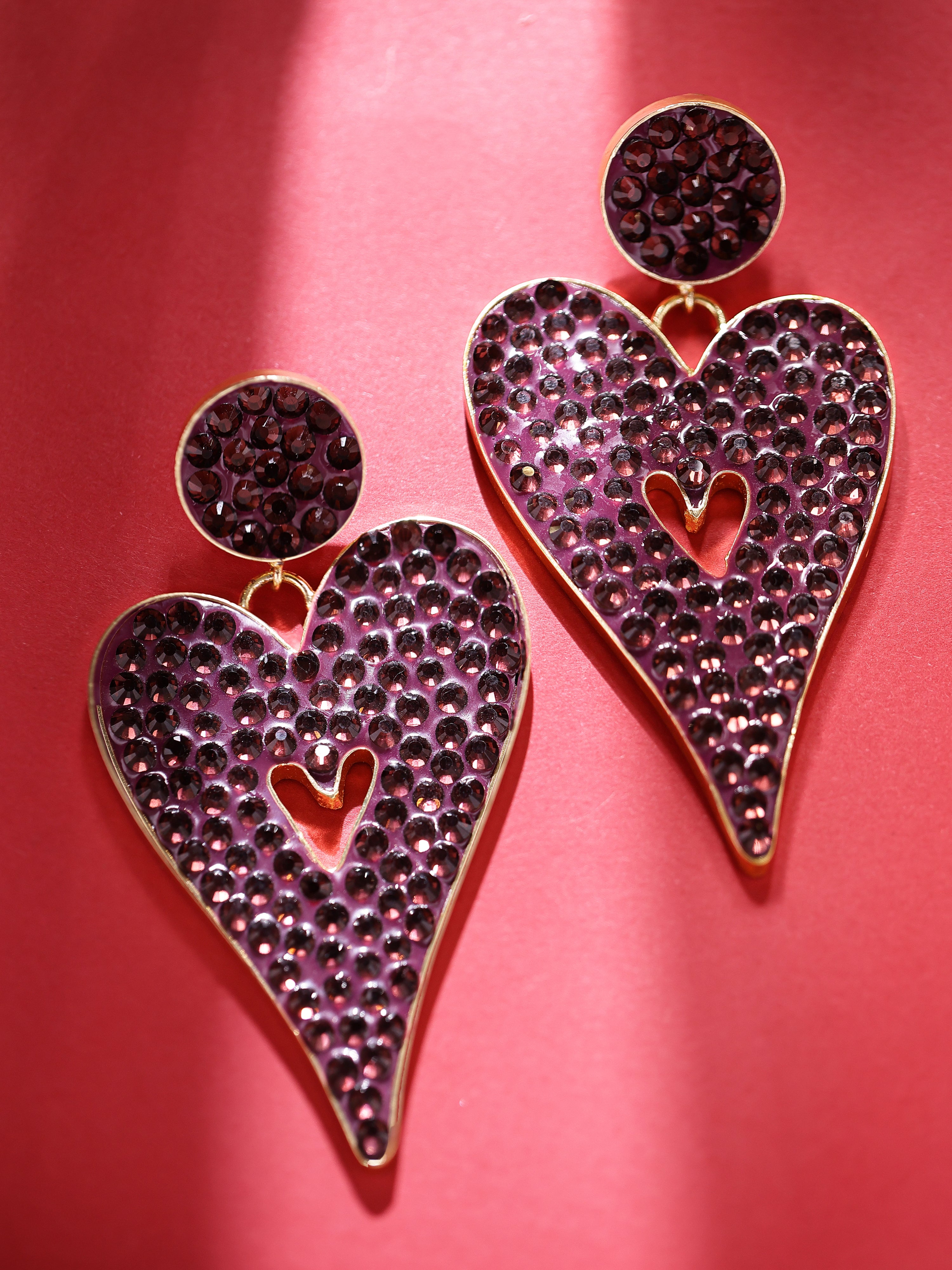 Red Heart-Shaped Dangler Earrings