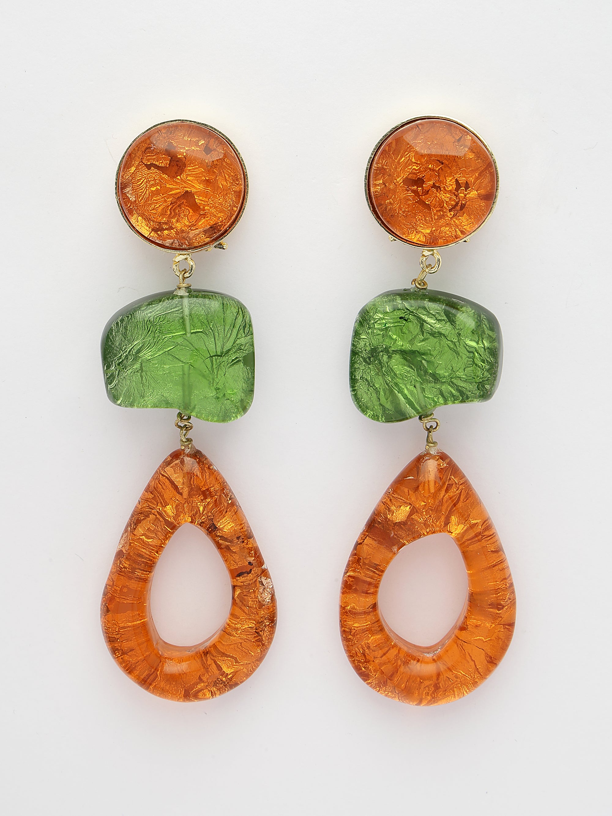 Orange Resin Dangler Earrings