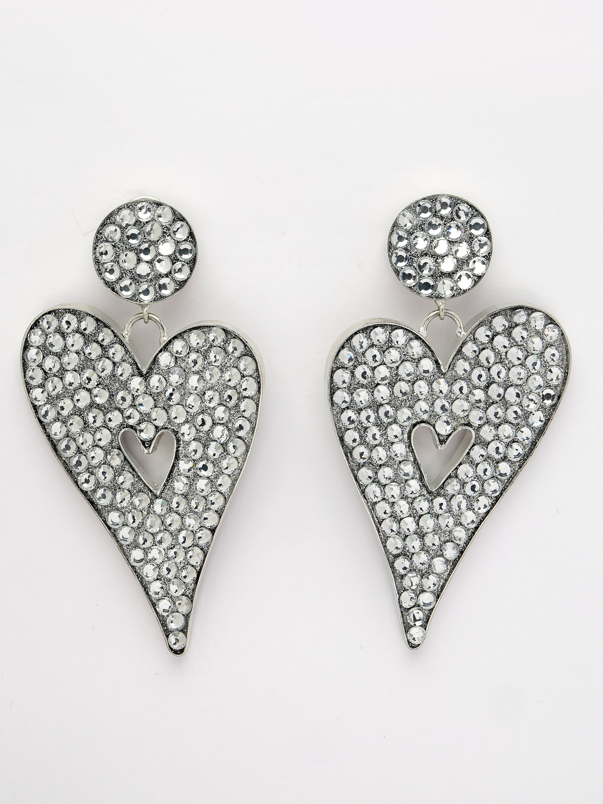 Silver Heart-Shaped Dangler Earrings