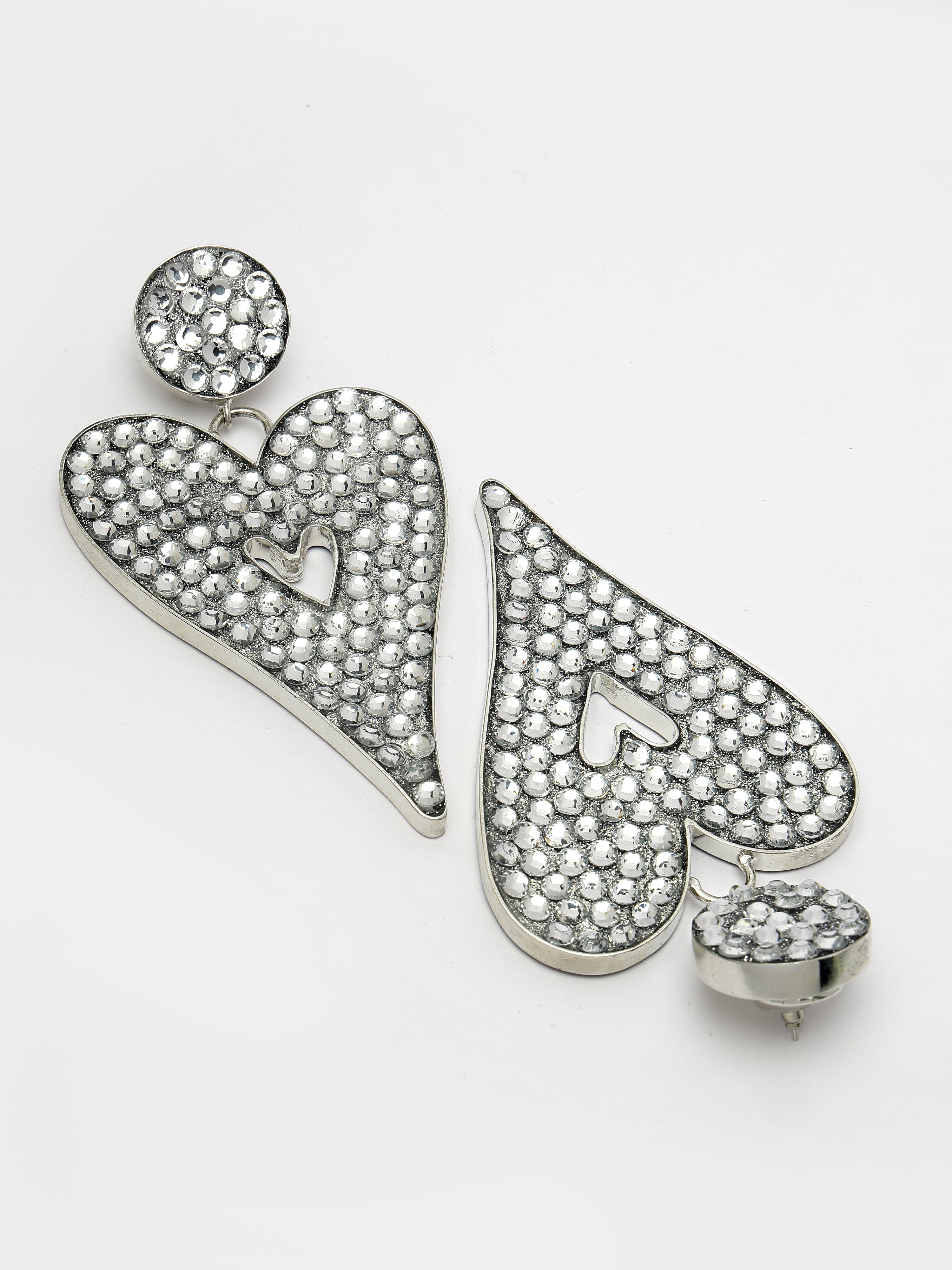 Silver Heart-Shaped Dangler Earrings