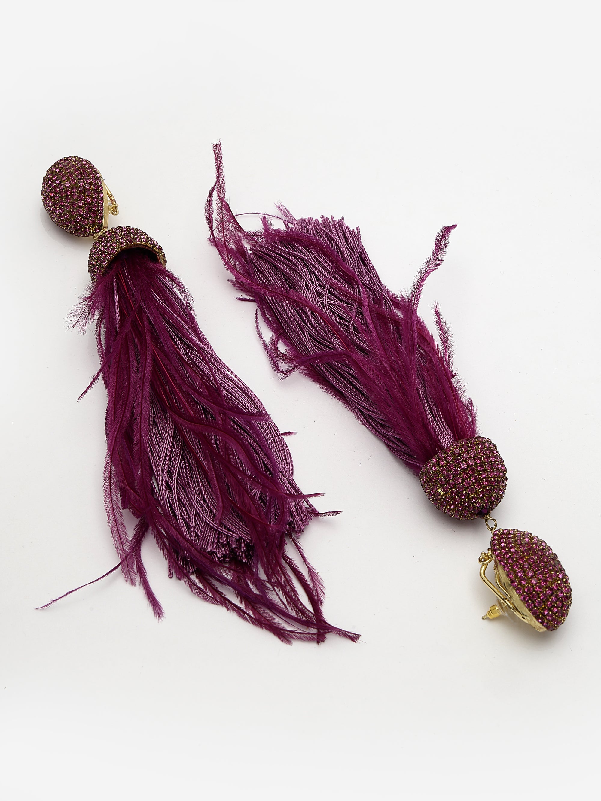 Purple Feather Earrings