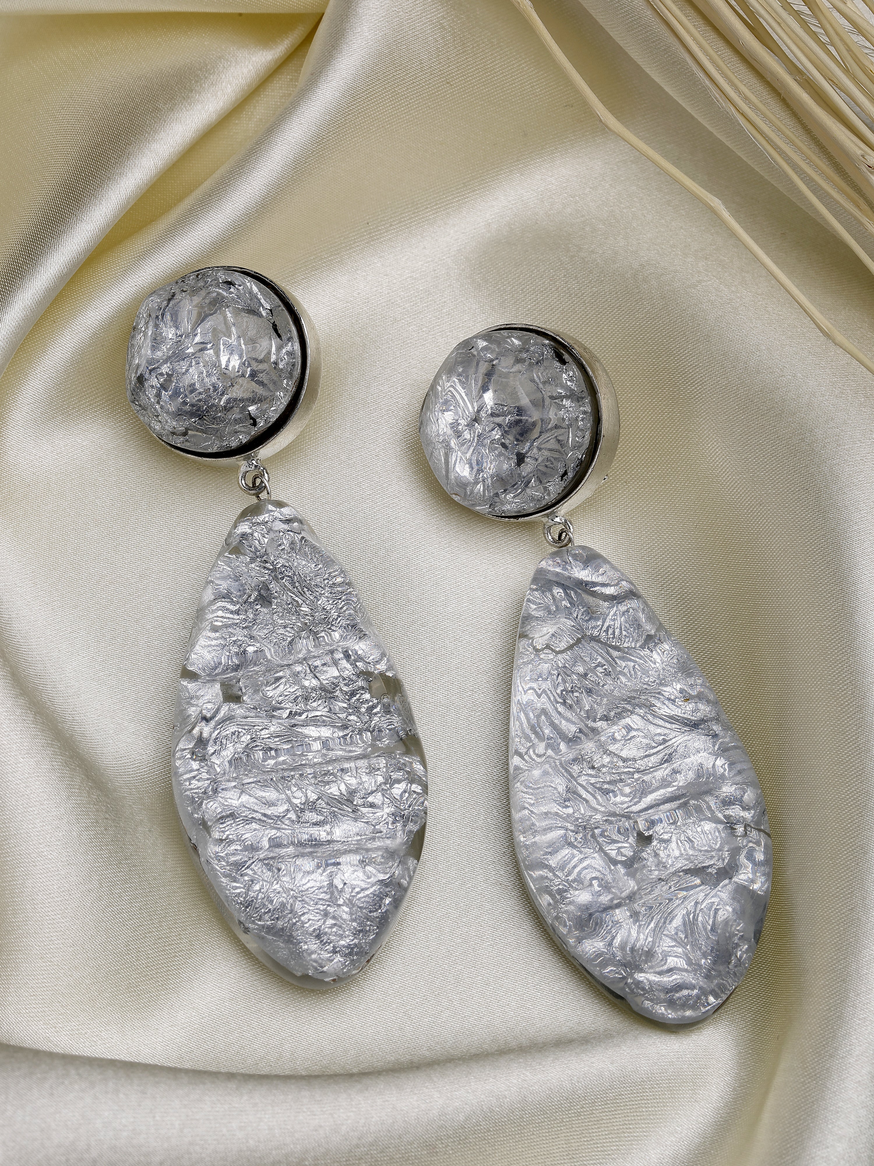 Silver Foil Resin Earrings