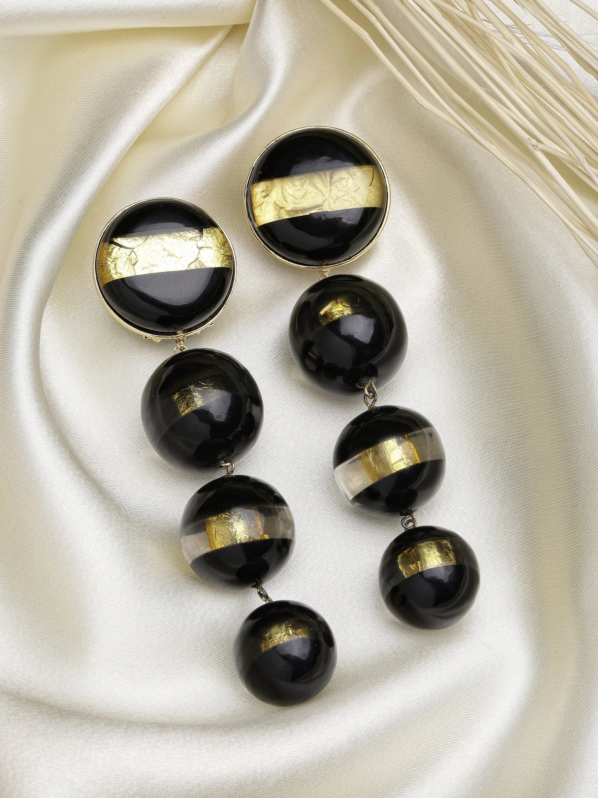 Black Resin Drop Earrings