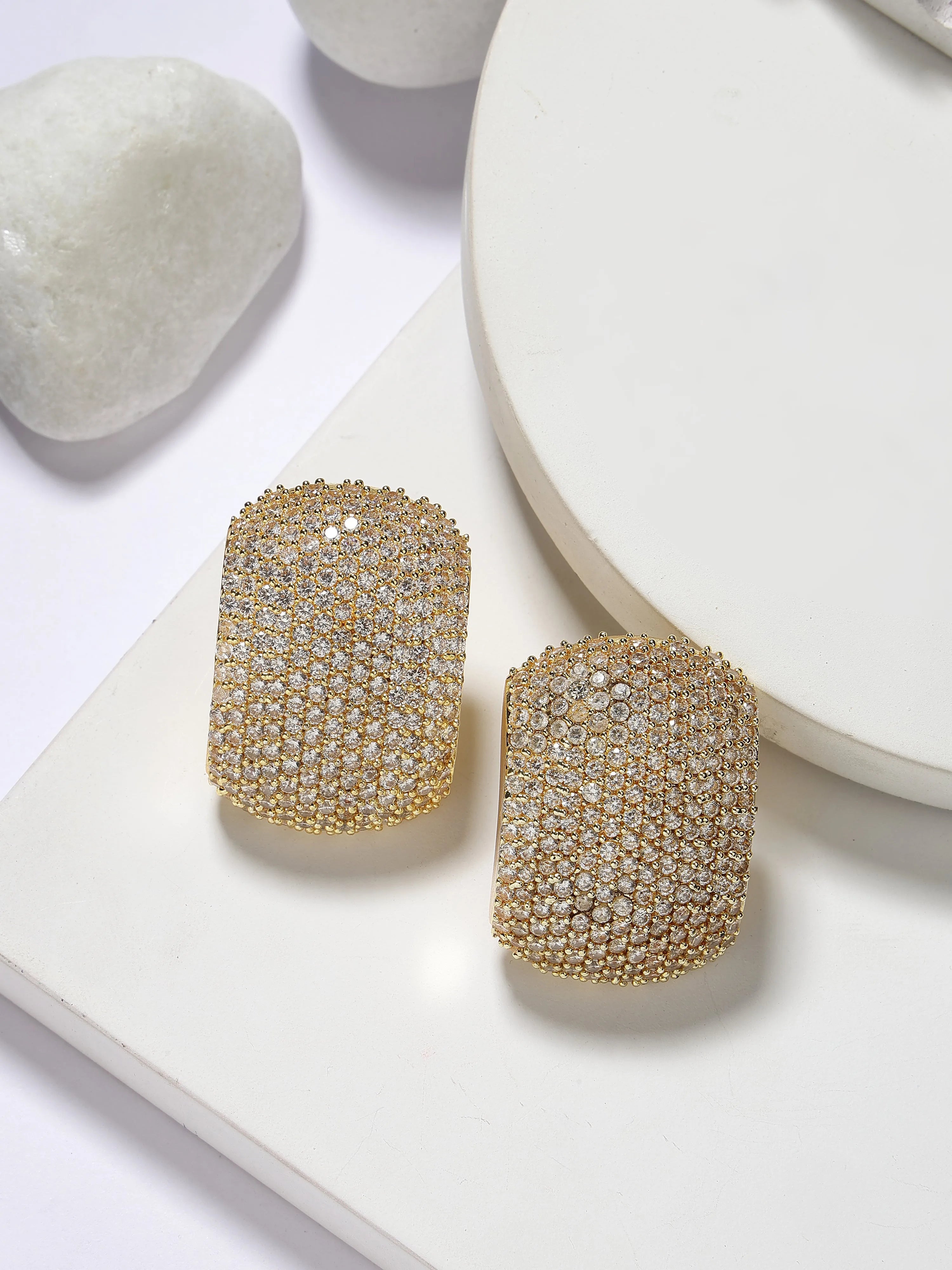 Gold Crystal Stud Earrings