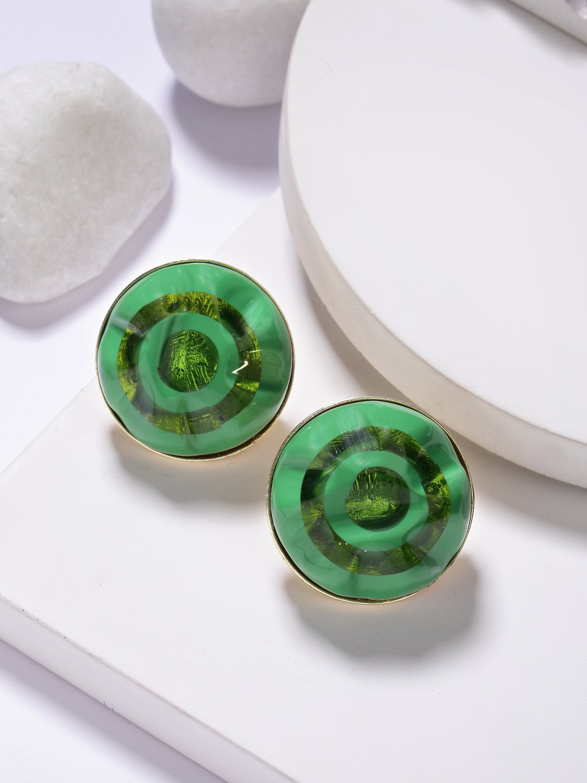 Green Stud Earrings