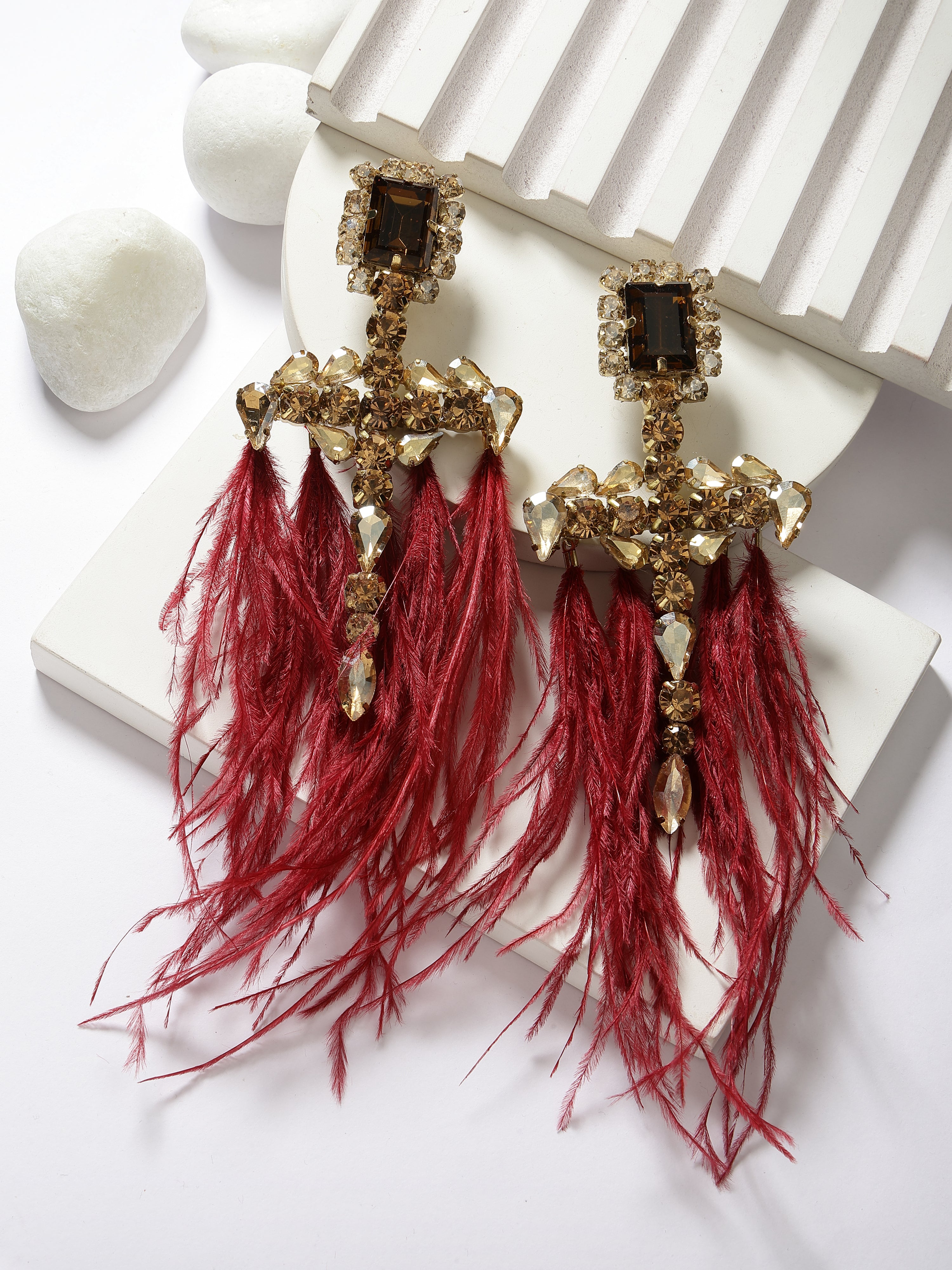 Red Feather Earrings