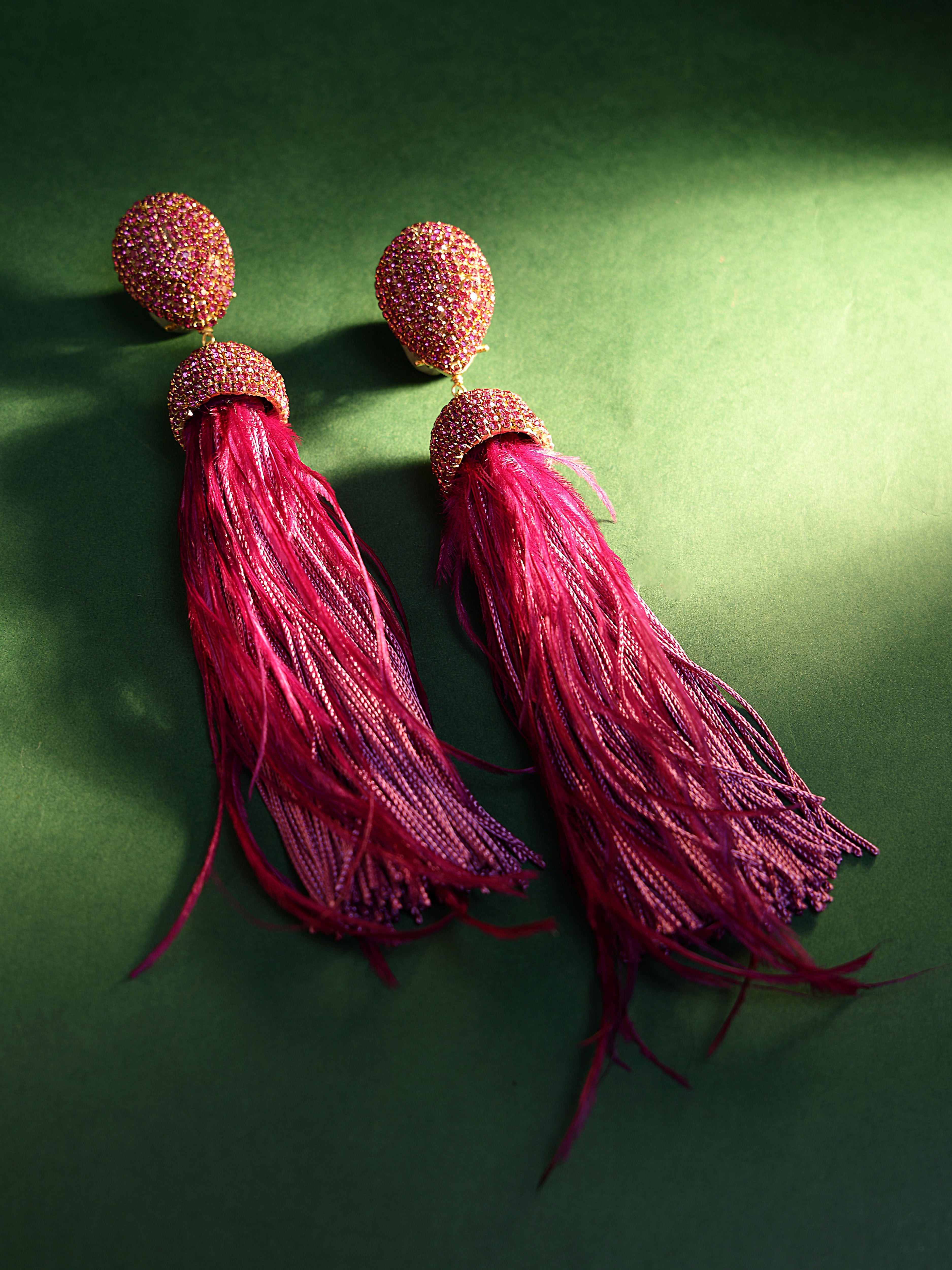 Purple Feather Earrings