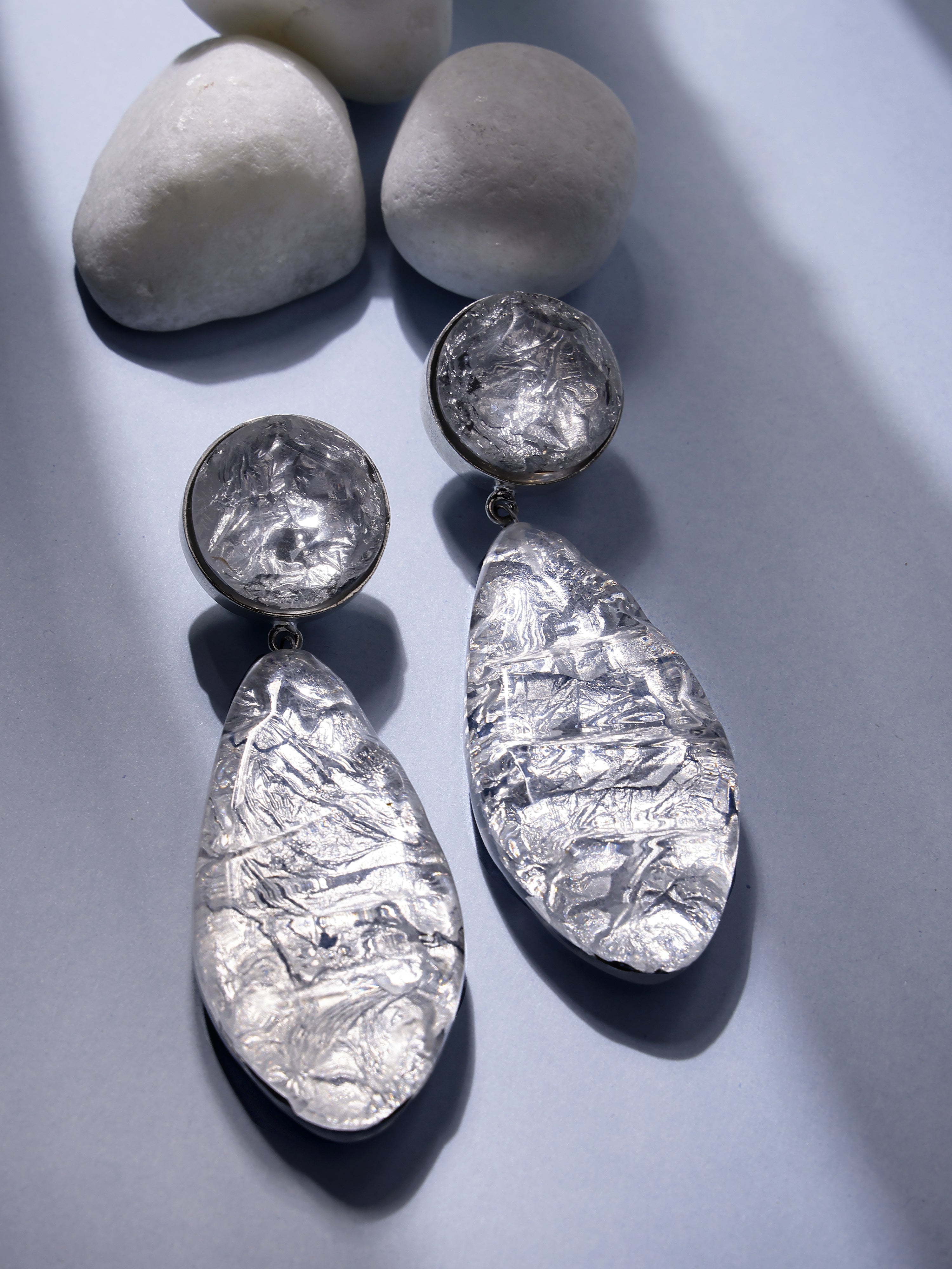 Silver Foil Resin Earrings