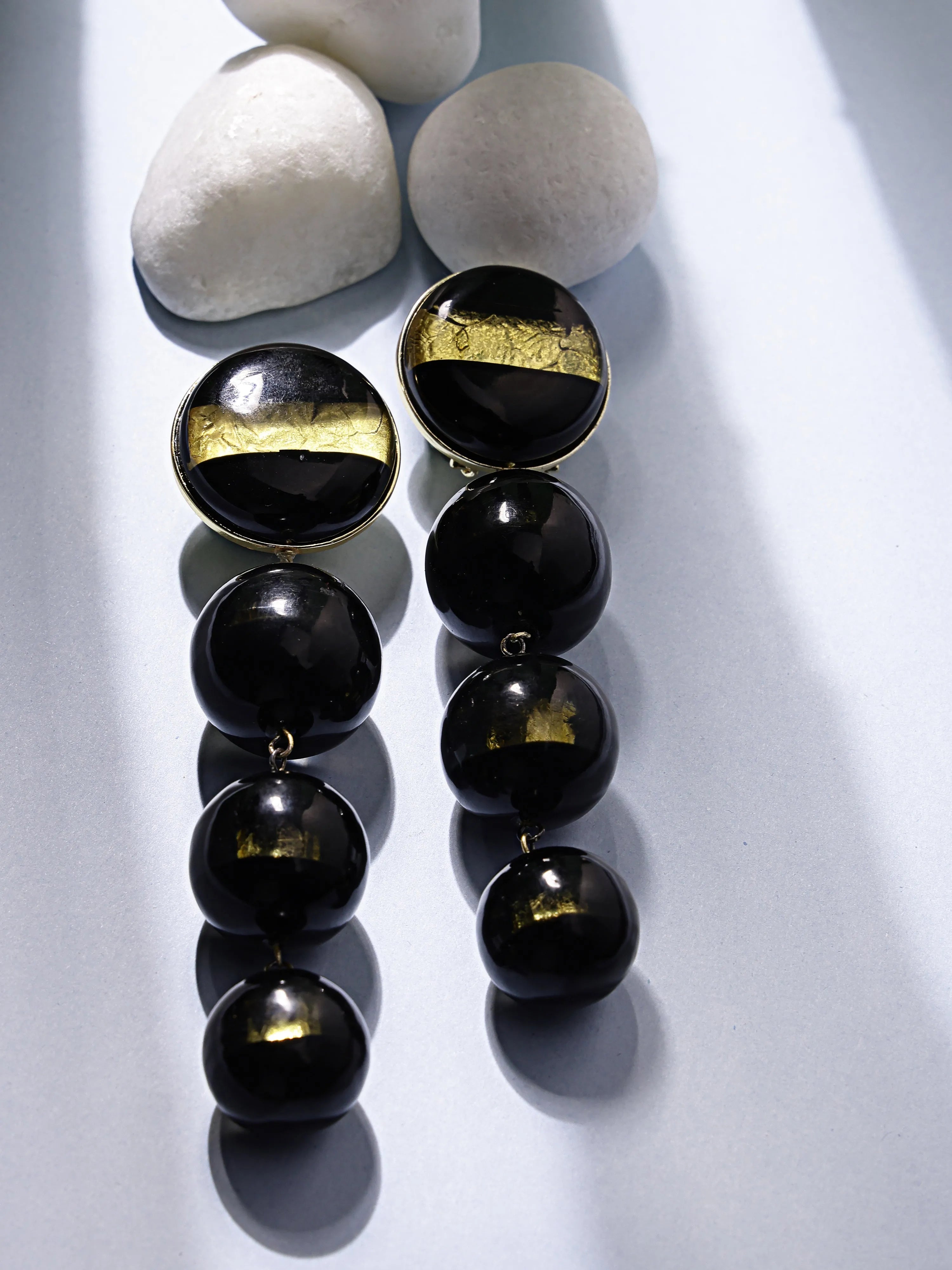 Black Resin Drop Earrings