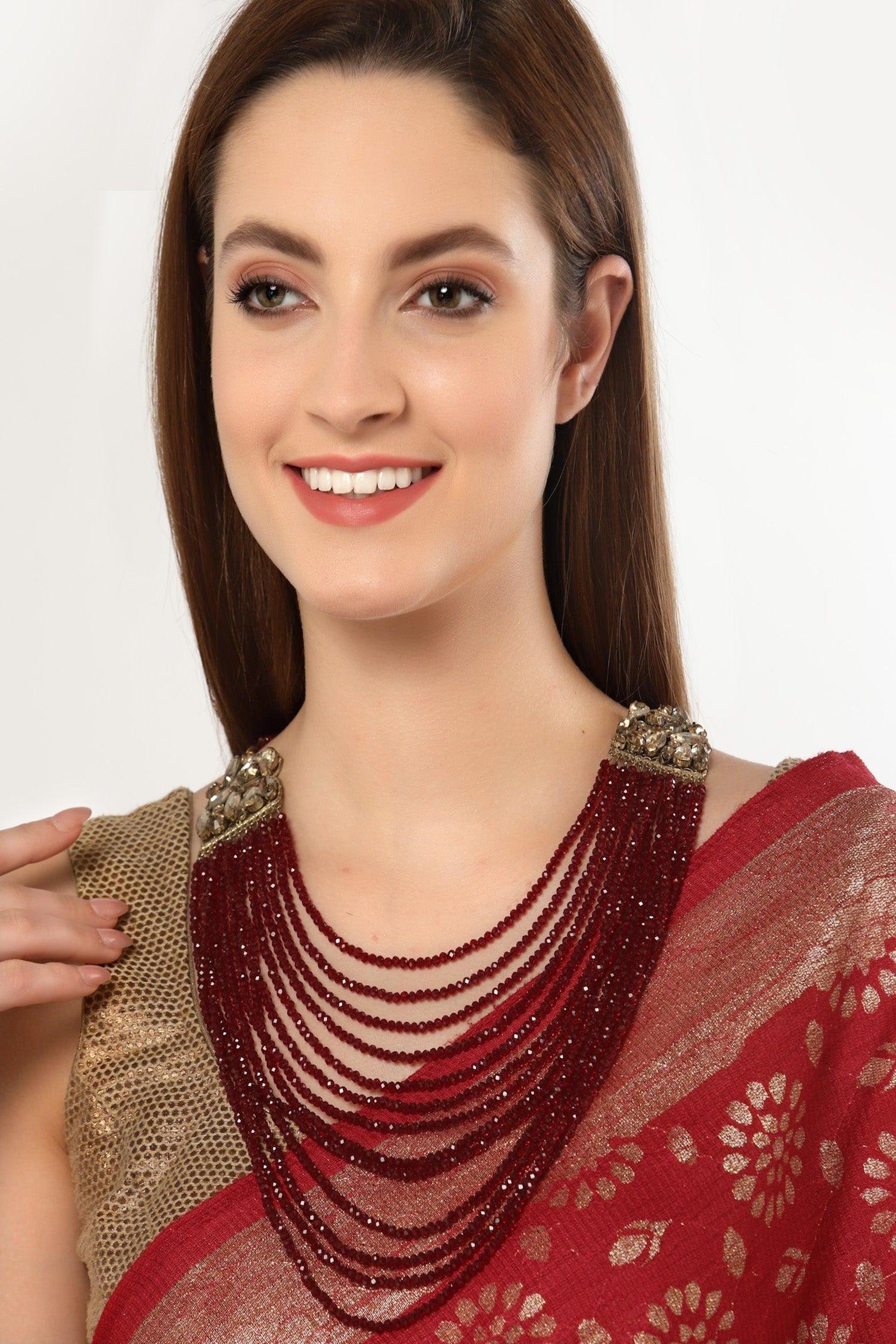 Maharani Layered Necklace in Ruby Red